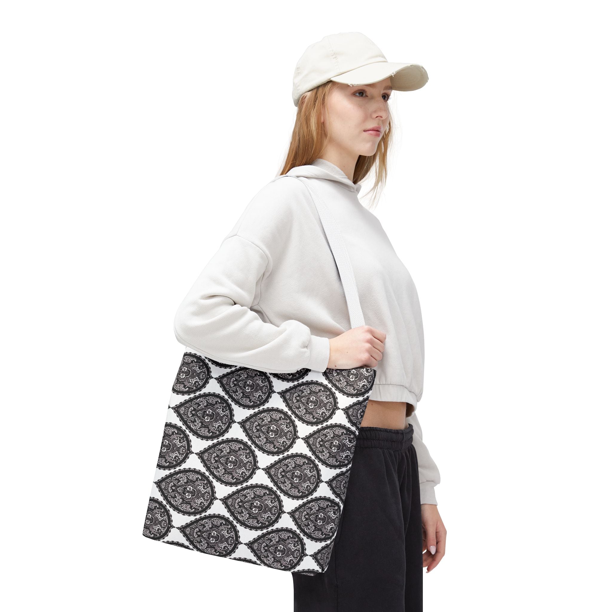 Tote Bag | Black & White Paisley Pattern