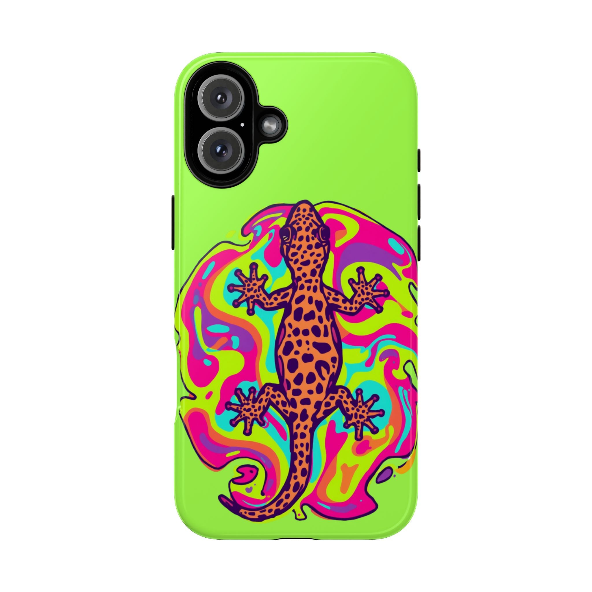 Phone Cases | Neon Leopard Gecko Swirl Phone Case