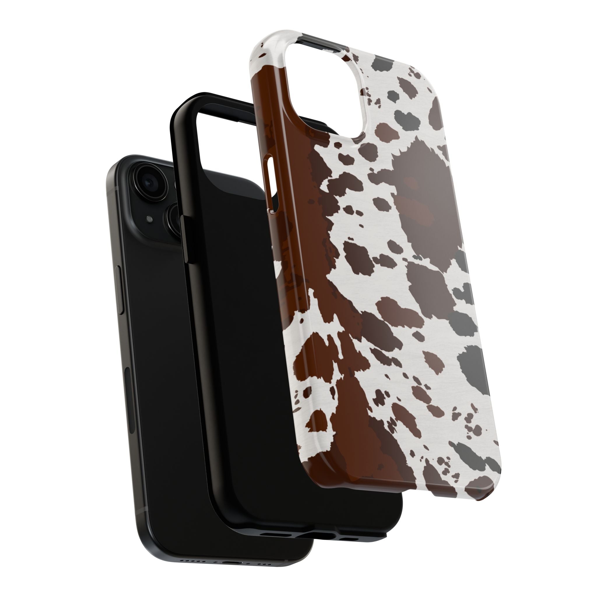 Phone Case | Brown & White Cowhide Pattern Tough Protective Cover