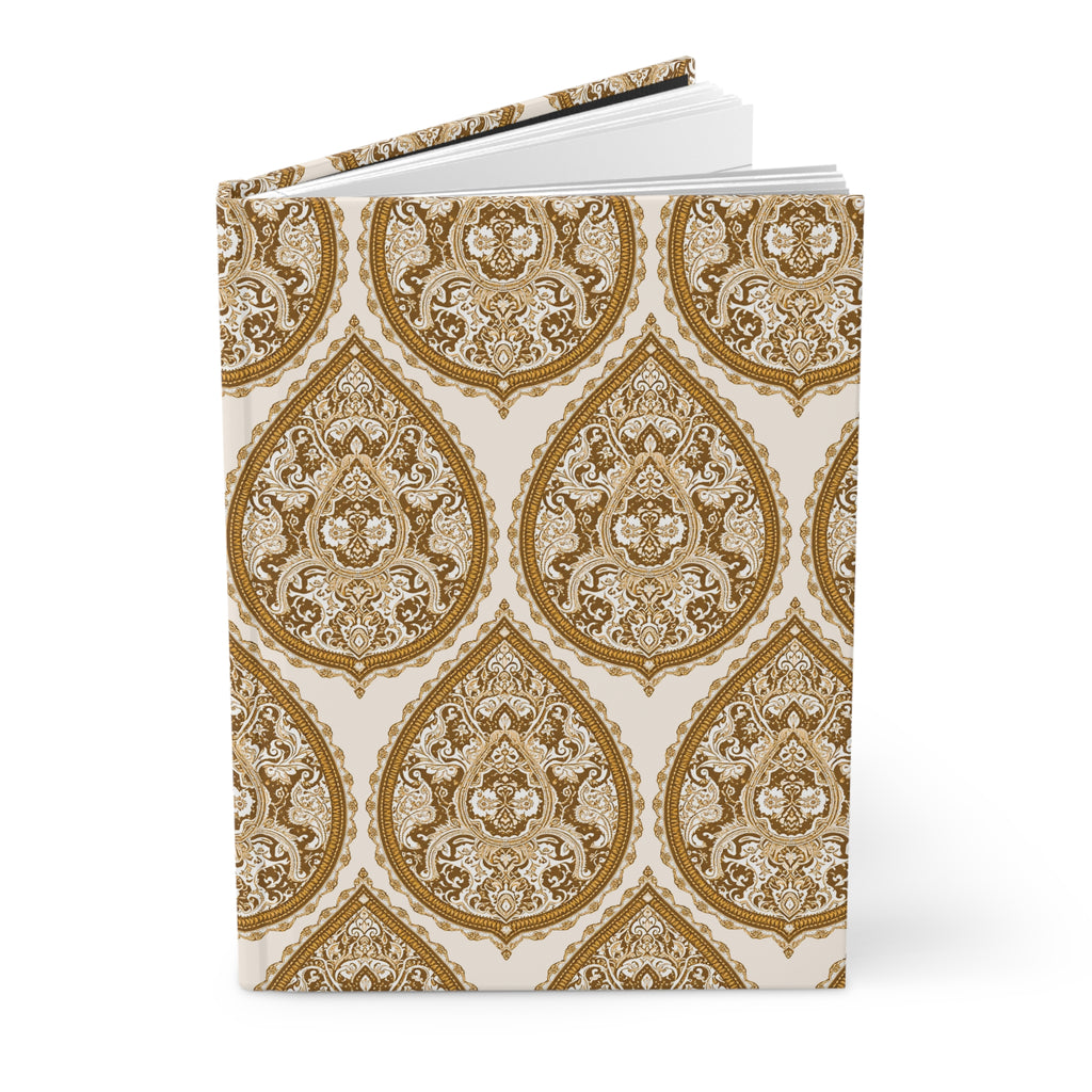 Journal | Delicate Gold Damask Floral Pattern Hardcover Notebook