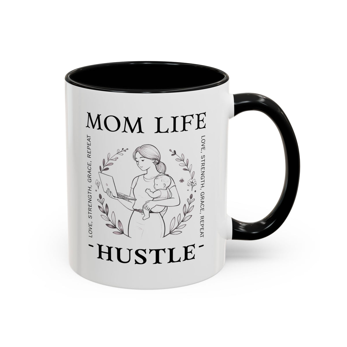 Mom Life Hustle Coffee Mug | Mom Life Accent Ceramic Mug 11/15oz