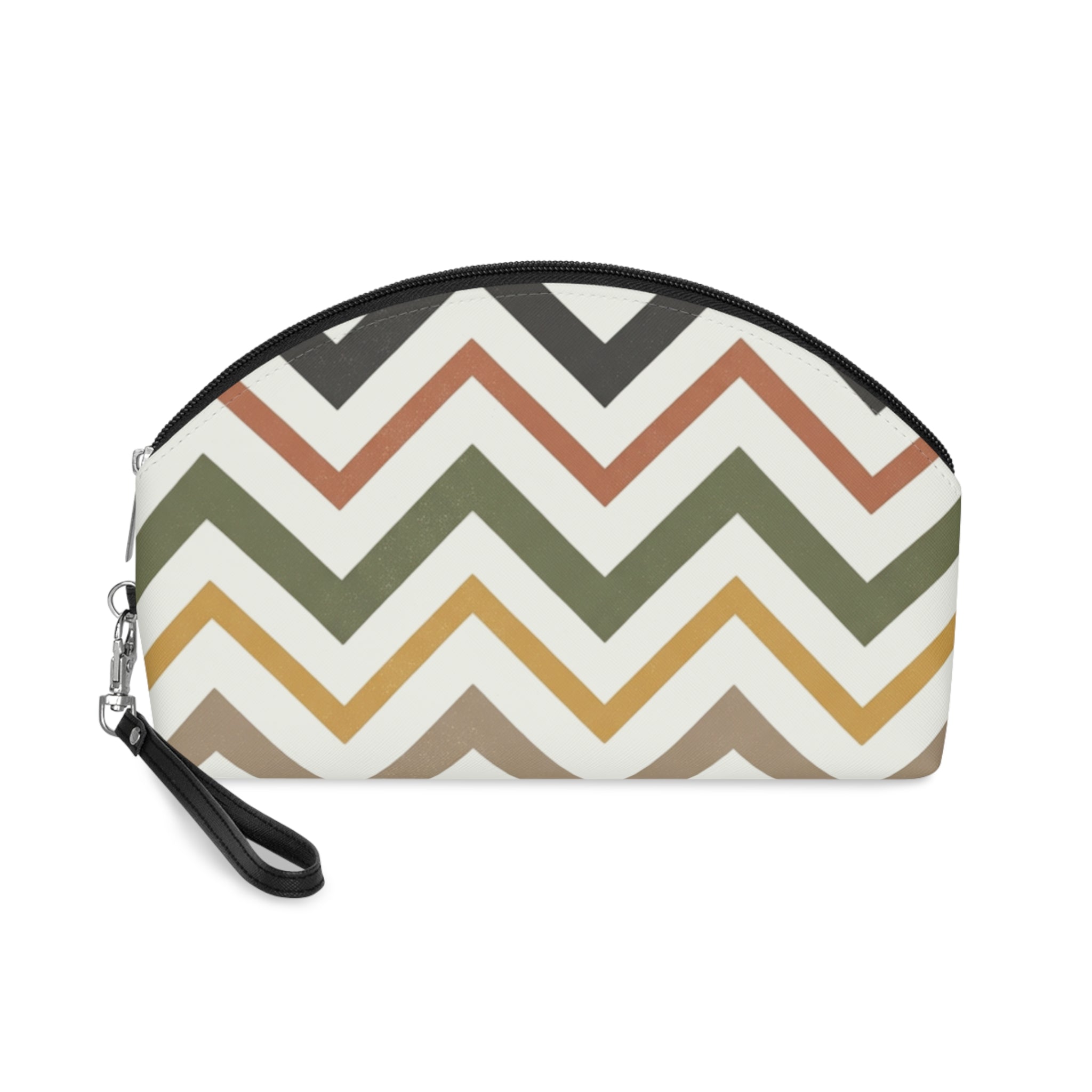 Cosmetic Pouch | Neutral Autumn Colors Chevron Makeup Bag