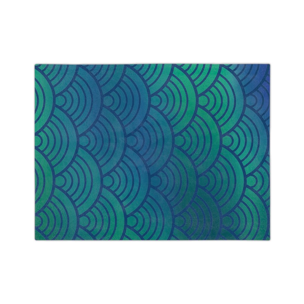 Green-to-Blue with Waves Microfiber Throw