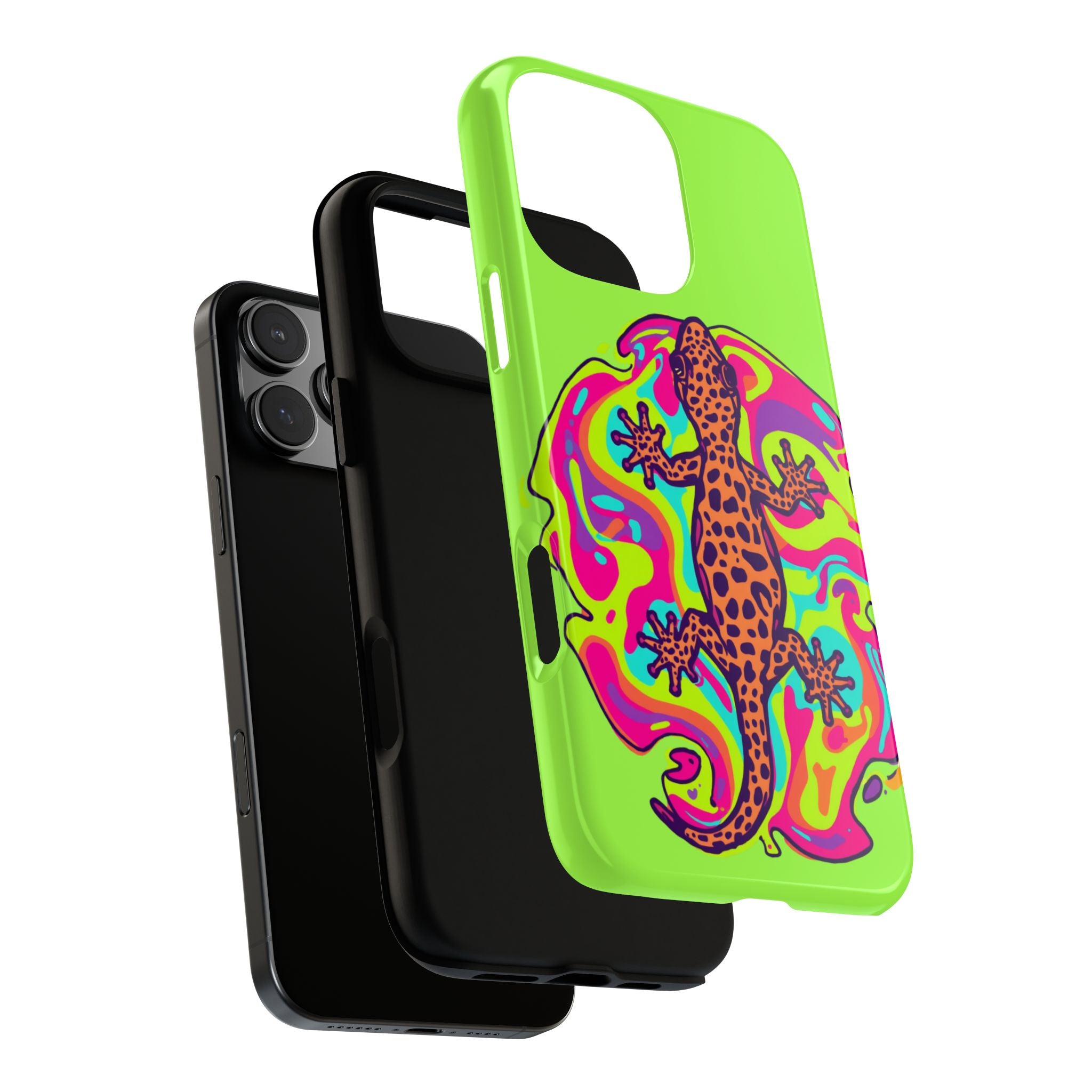 Phone Cases | Neon Leopard Gecko Swirl Phone Case