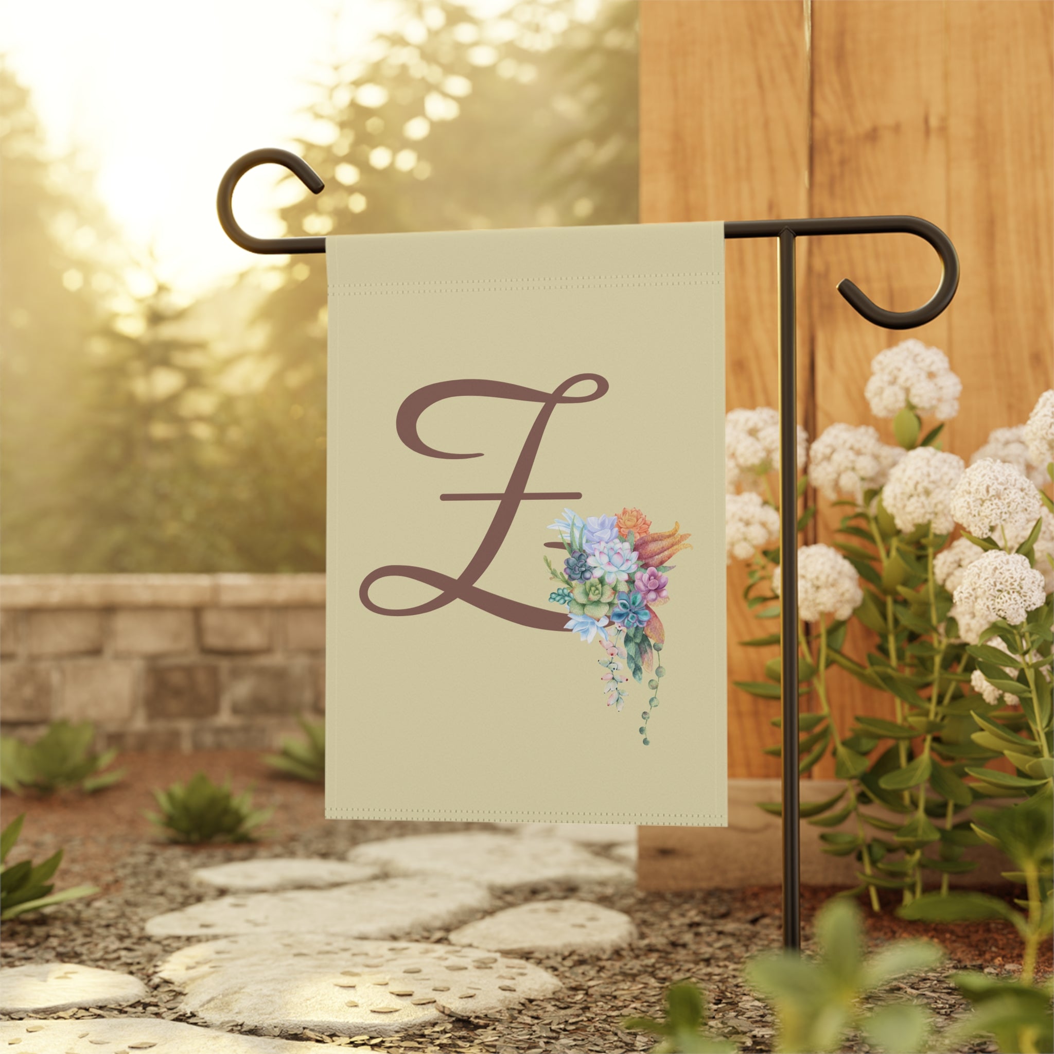 Home & Garden Banner | 'Z' Monogram Cheerful Succulents Flag
