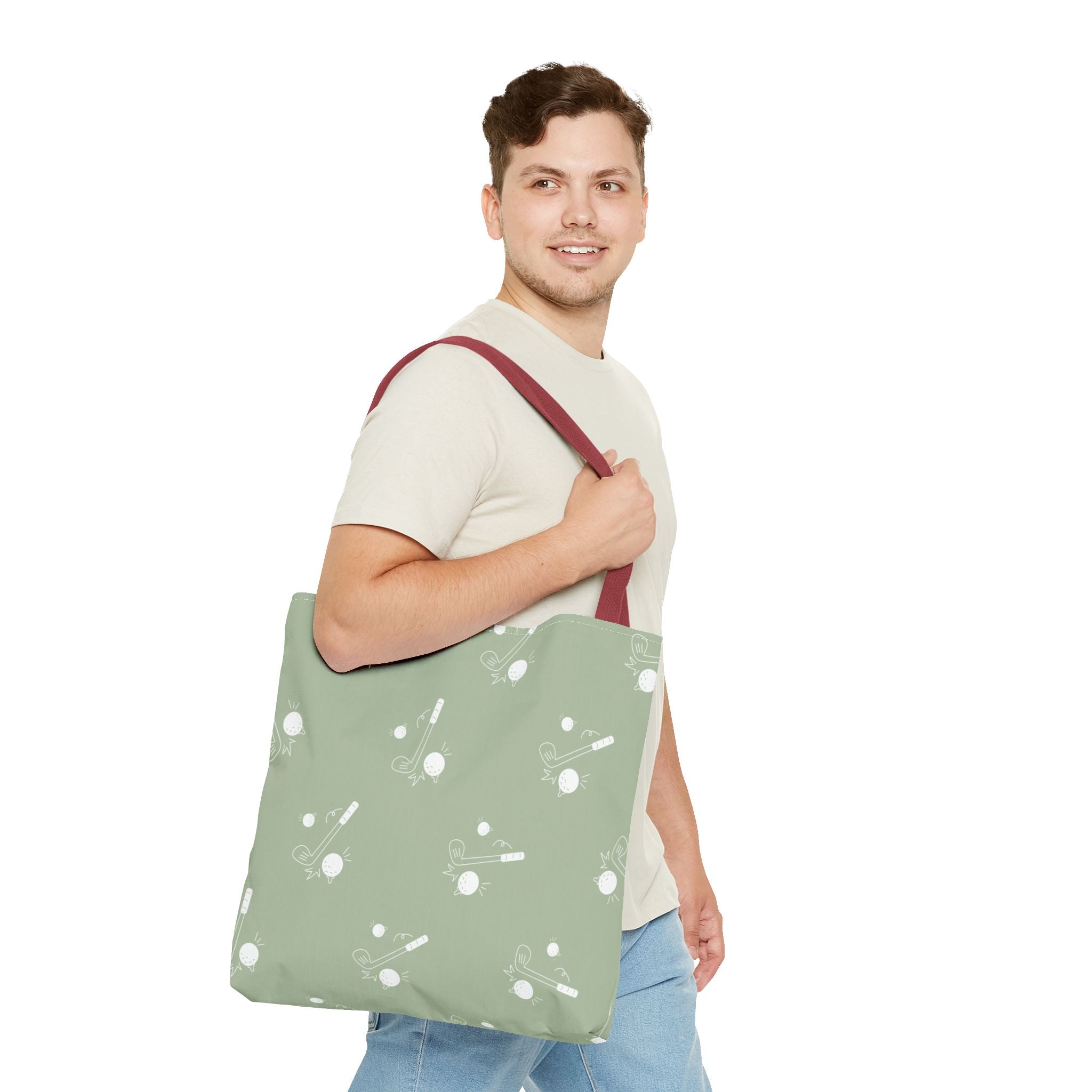 Tote Bag | Sage Green and Golf Pattern Shoulder Bag