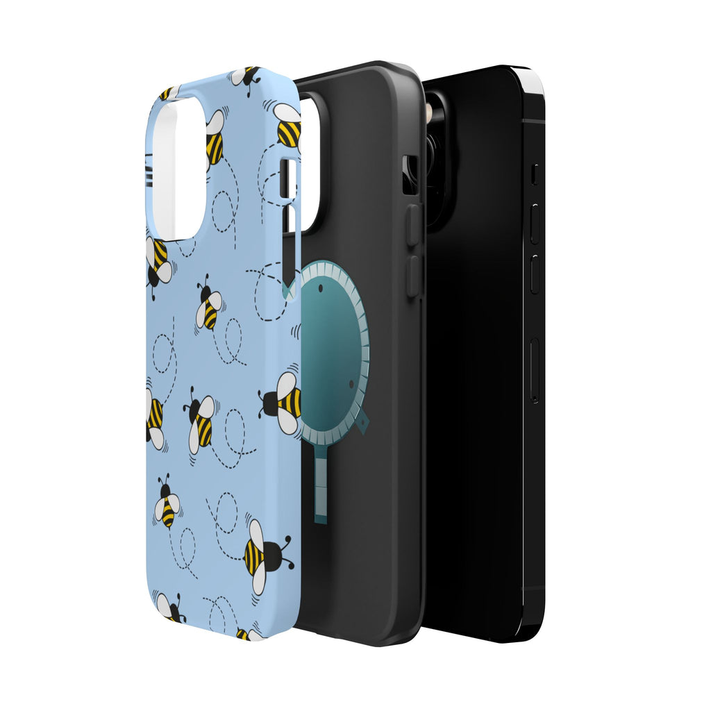 Phone Case | Sky Blue Bee Pattern Magnetic Impact-Resistant Phone Case
