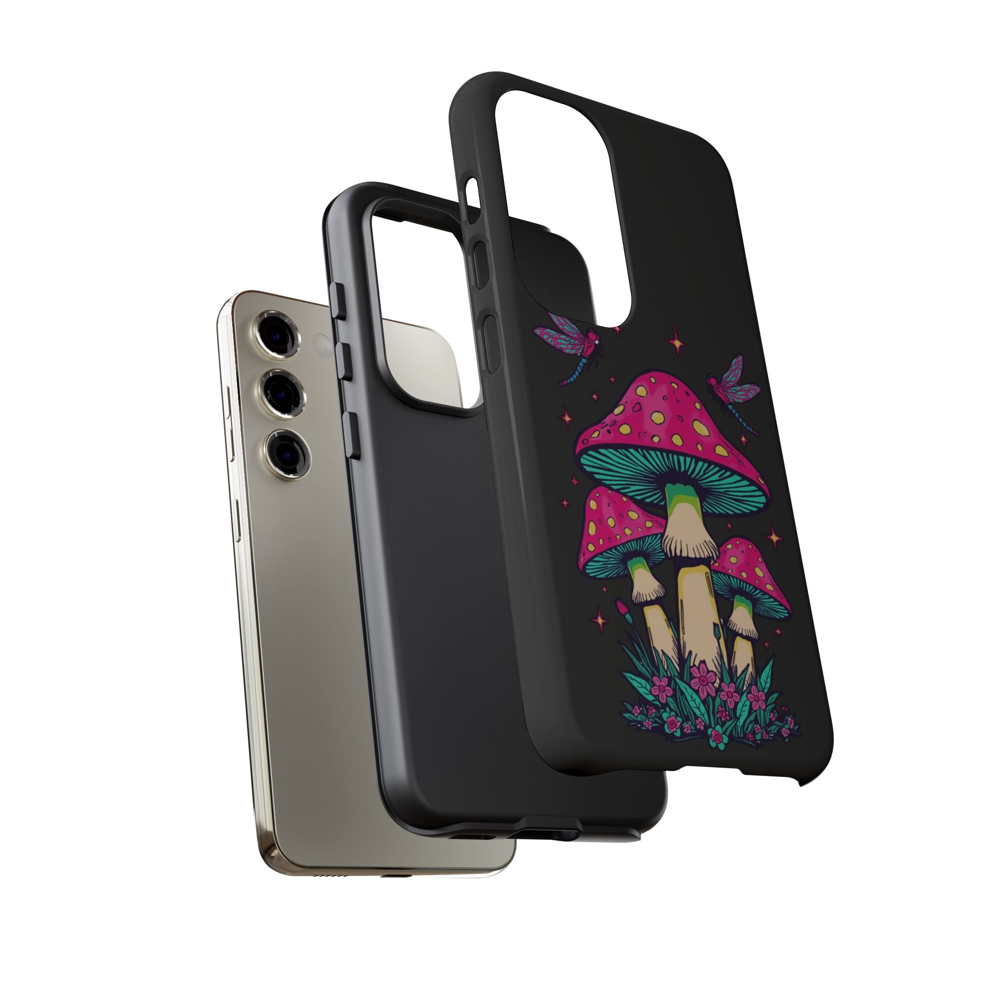 Phone Cases | Colorful Mushroom and Dragonfly Print Tough Case