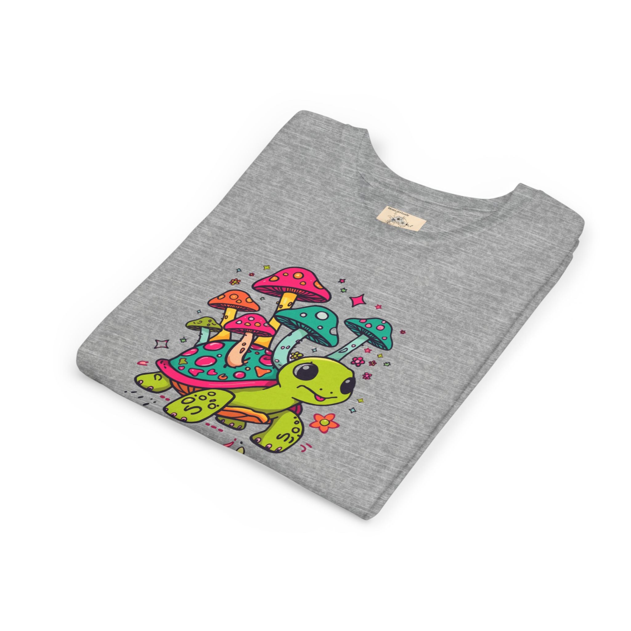 T-Shirt | Cute Turtle & Mushrooms Graphic Youth Tee – 'Print it your way'