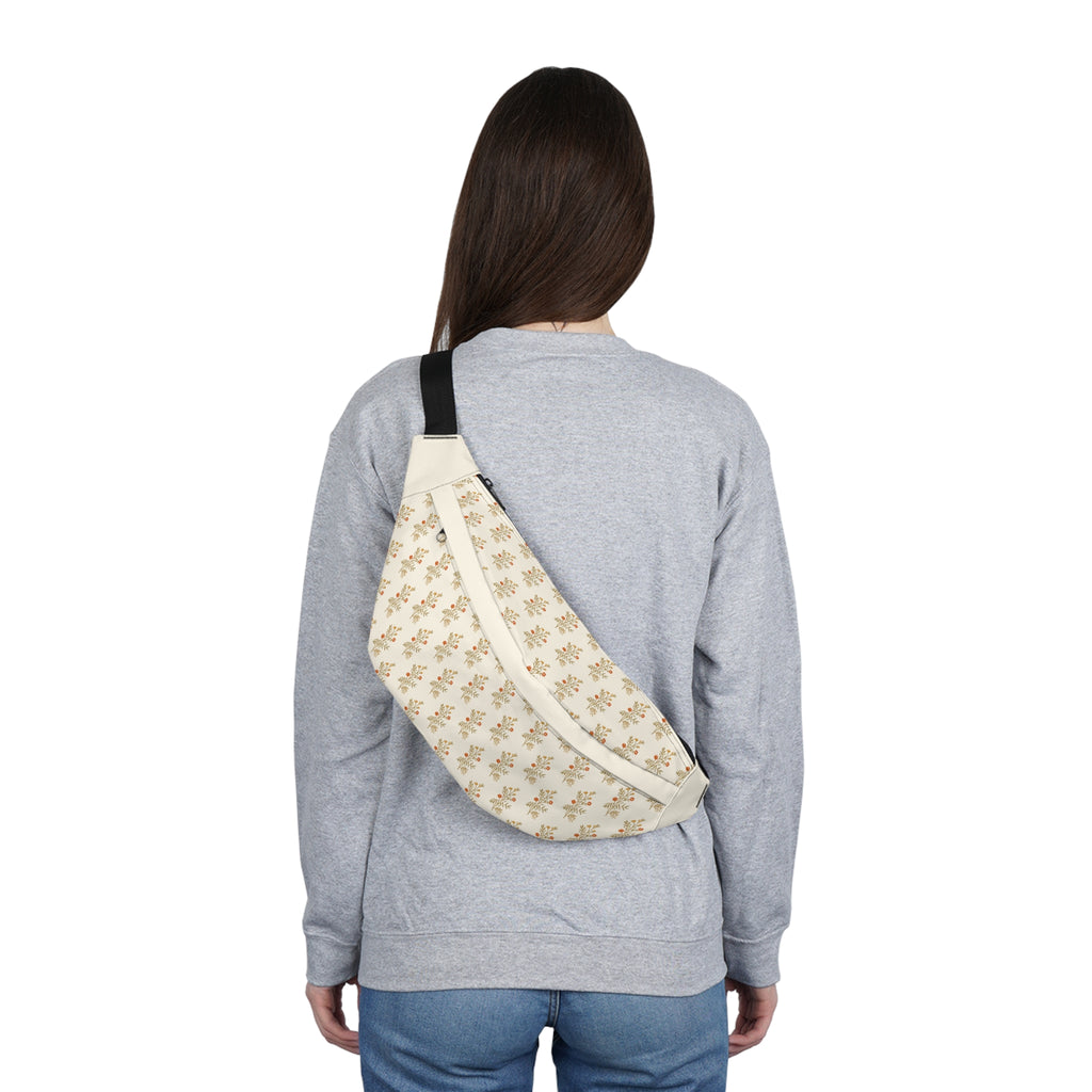 Travel Pack | Floral Cream Waist Pack — Vintage Botanical Large Fanny Pack