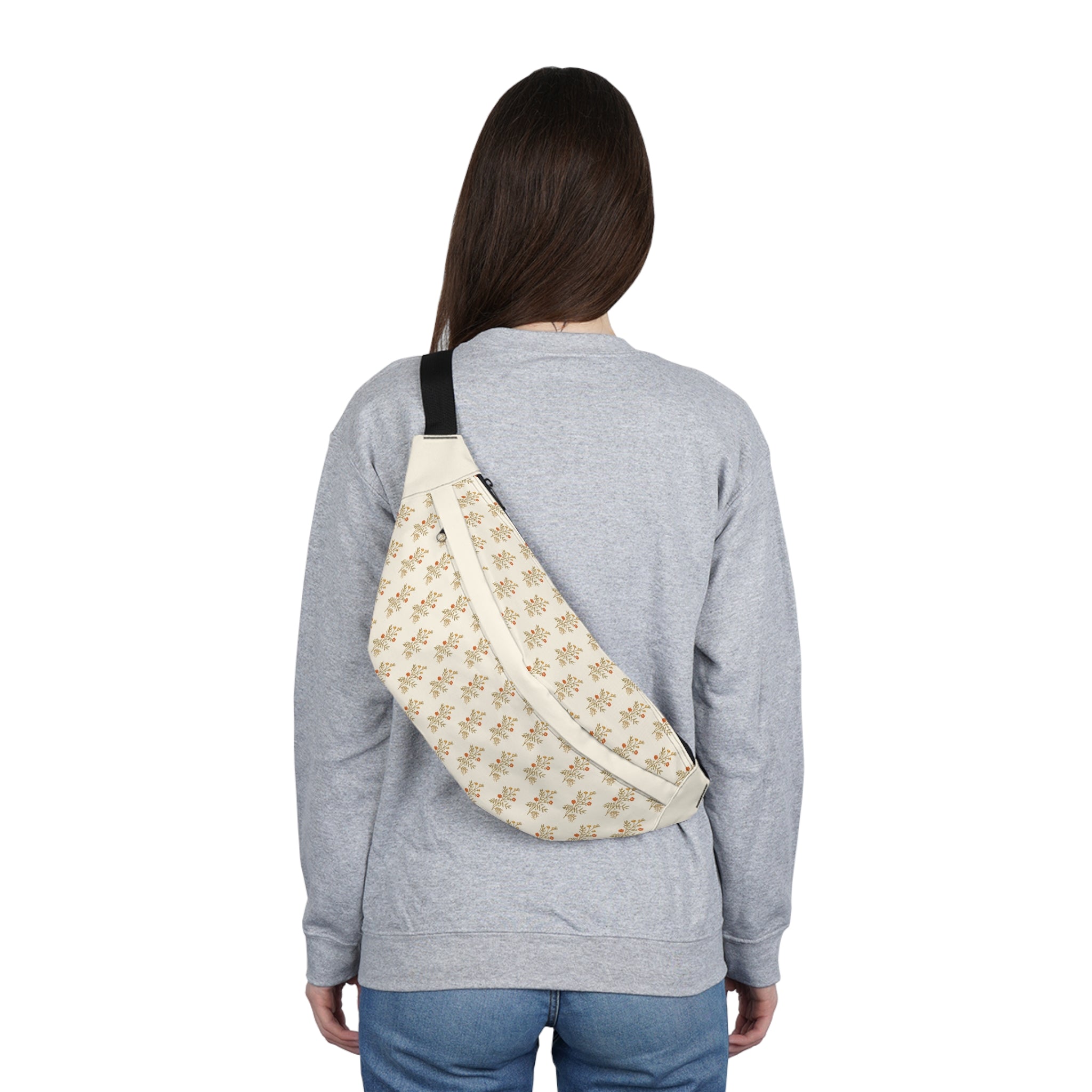 Travel Pack | Floral Cream Waist Pack — Vintage Botanical Large Fanny Pack