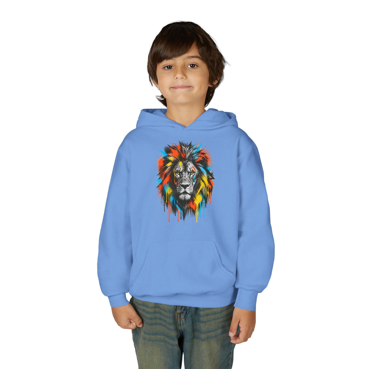 Lion Spirit Paint Drips Youth Hoodie