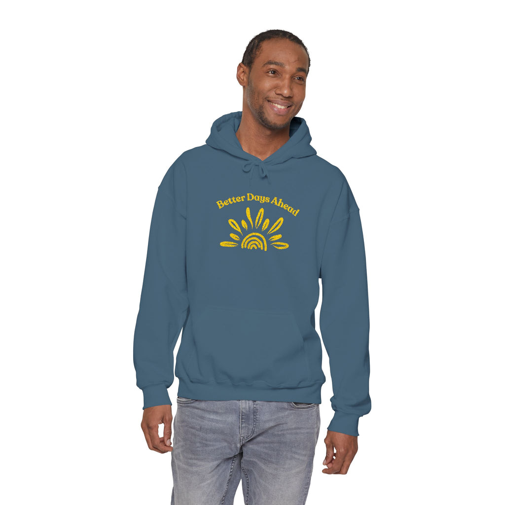 Hoodie | ‘Better Days Ahead’ Above a Sunrise  Embroidered Graphic