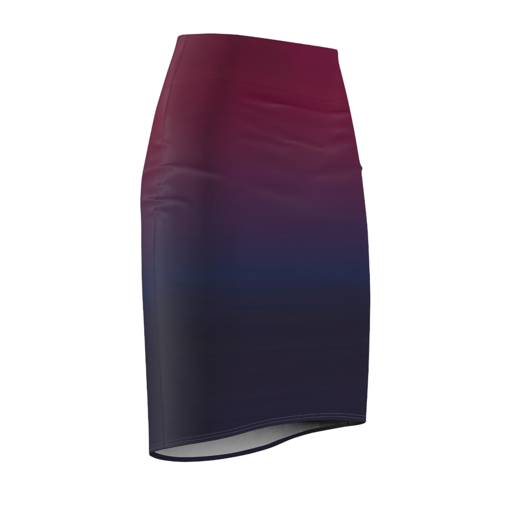 Women's Pencil Skirt | Burgundy to Navy Gradient Ombre Bodycon