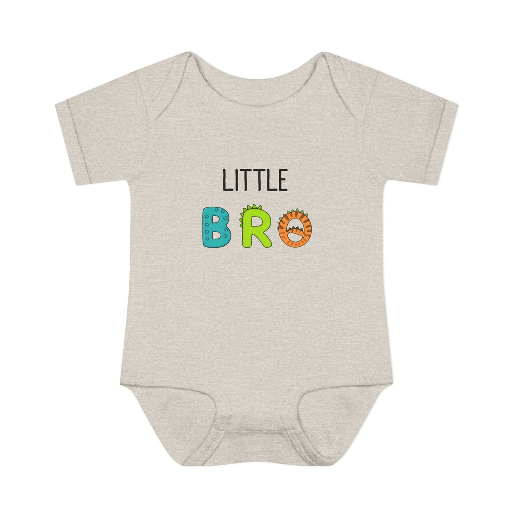 Baby Bodysuit | 'Little Bro' Sibling Infant Onesie with Colorful Dino Letters
