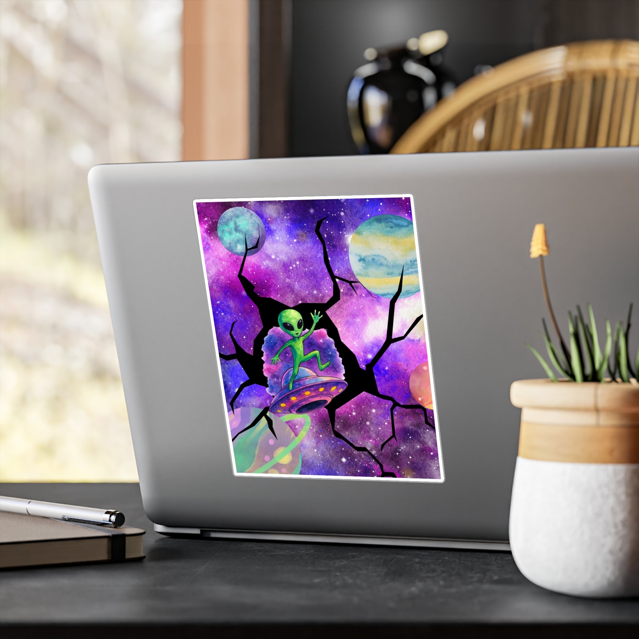 Vinyl Decal | Colorful Space Alien Kiss-Cut Sticker