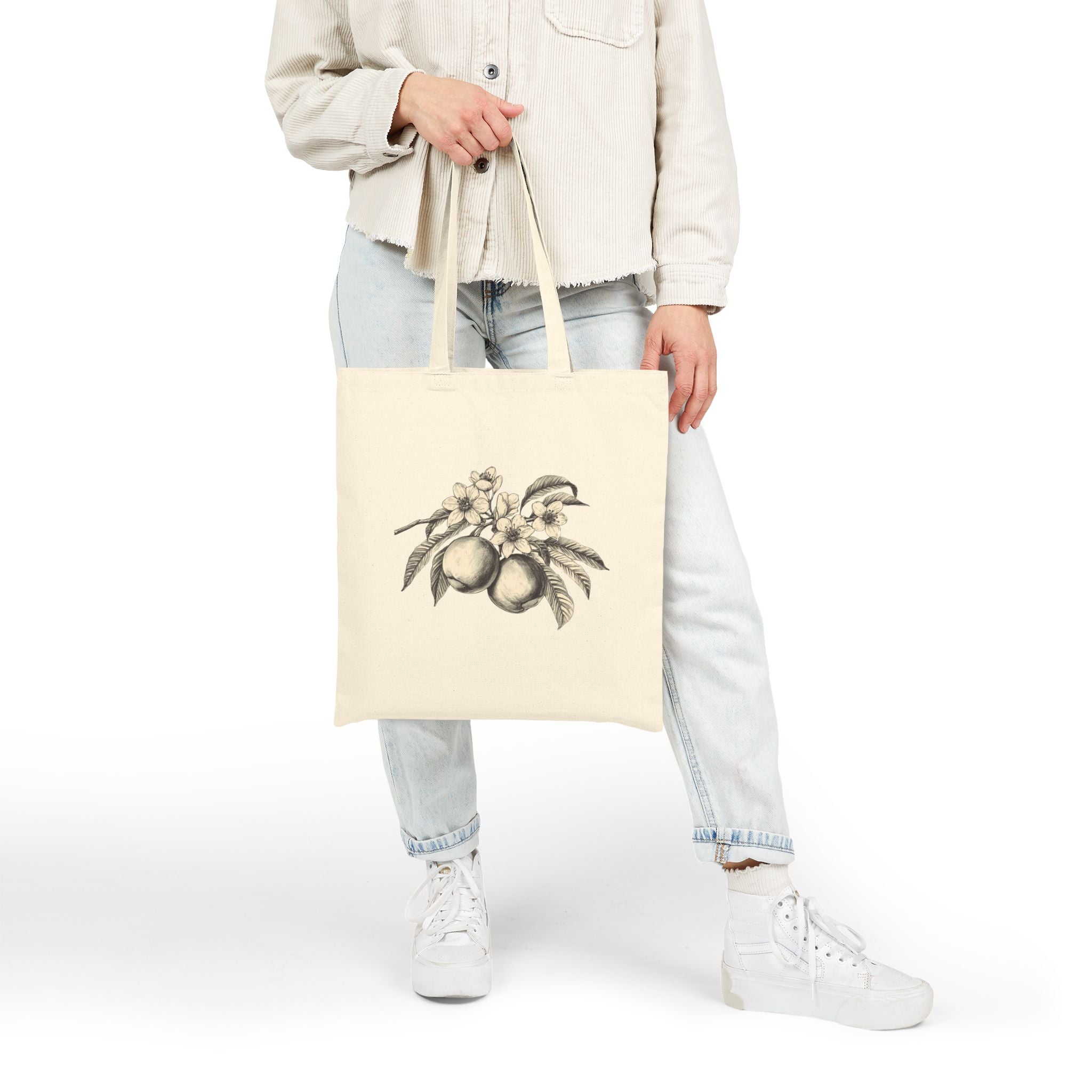 Tote Bag | Vintage Peach Botanical Illustration