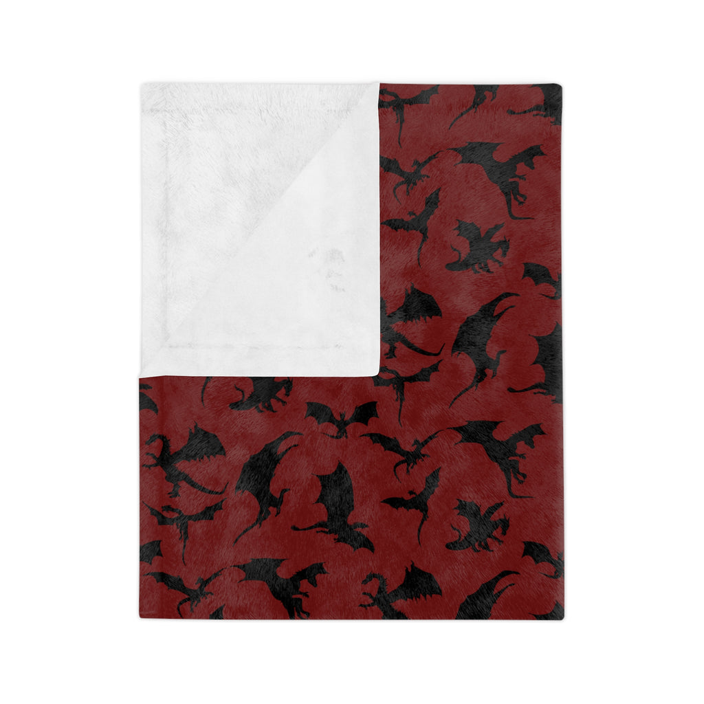 Crimson Dragons' Silhouettes Velveteen Throw