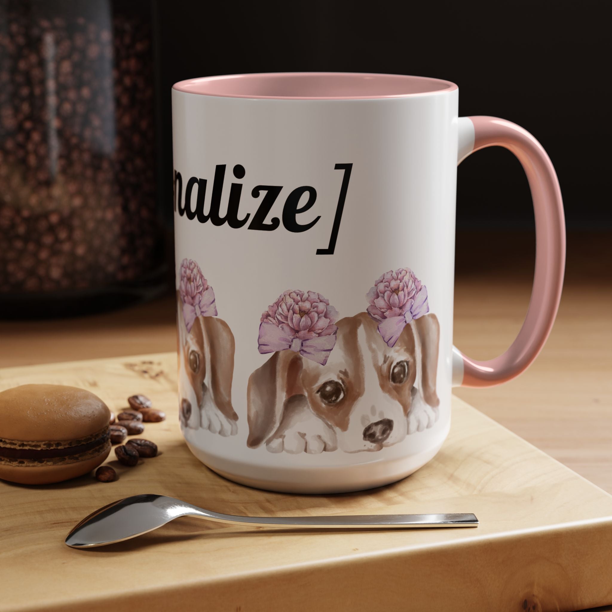 Coffee Mug | Puppy Face with Custom Script Accent Mug (11/15oz)