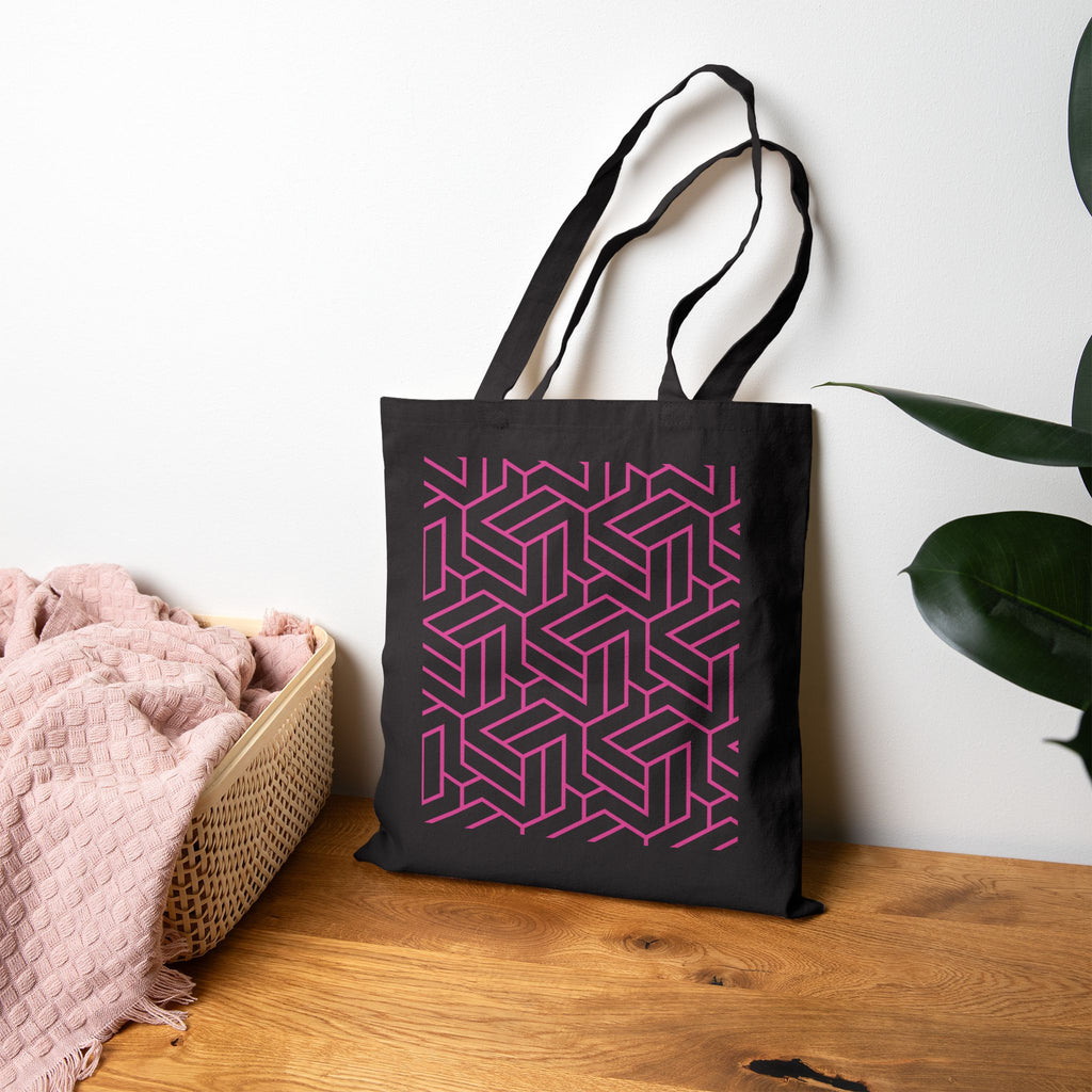 Tote Bag | Pink Optical Illusion Canvas Tote