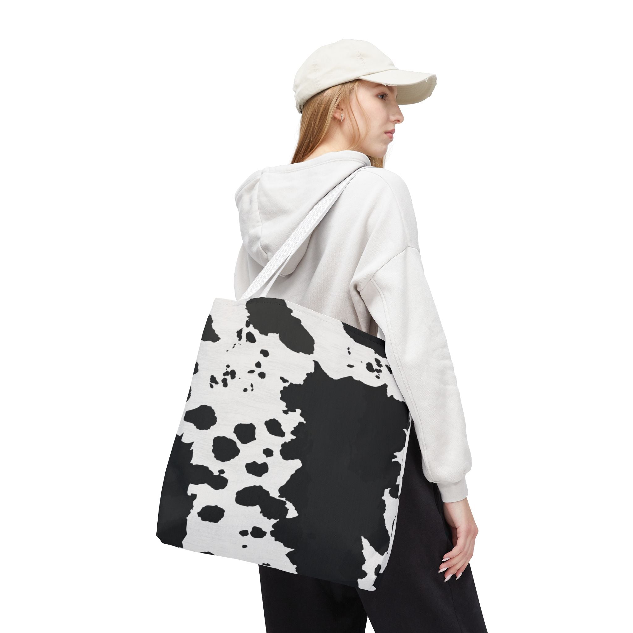 Tote Bag | Black & White Cow Print Patterned Shoulder Tote