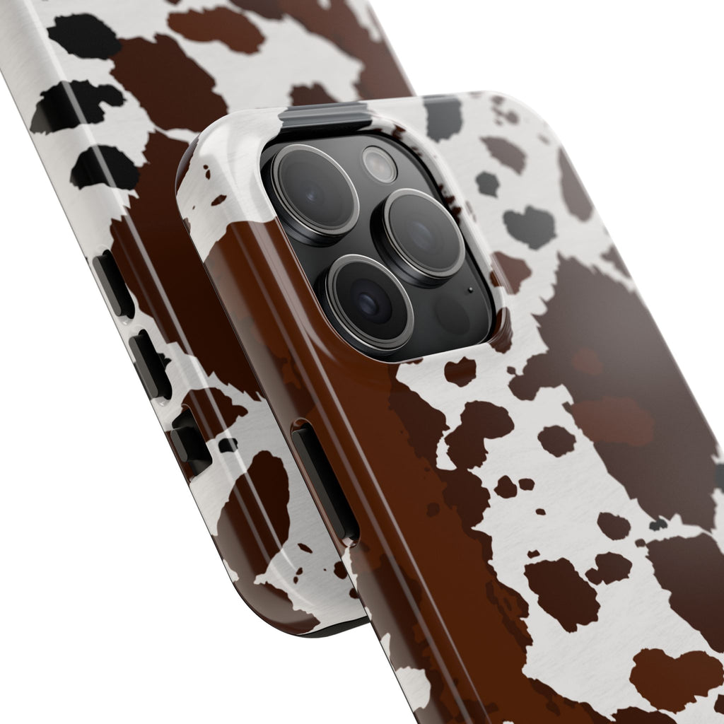 Phone Case | Brown & White Cowhide Pattern Tough Protective Cover
