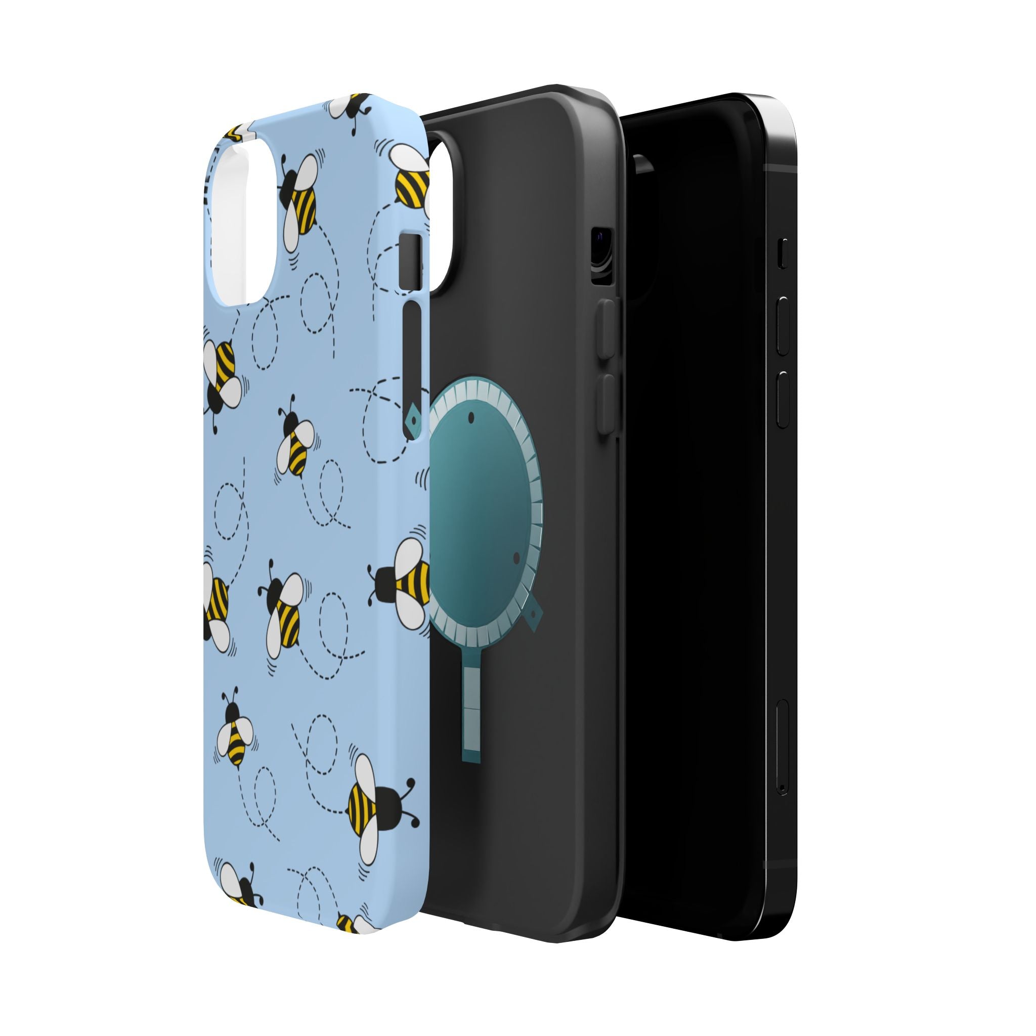 Phone Case | Sky Blue Bee Pattern Magnetic Impact-Resistant Phone Case