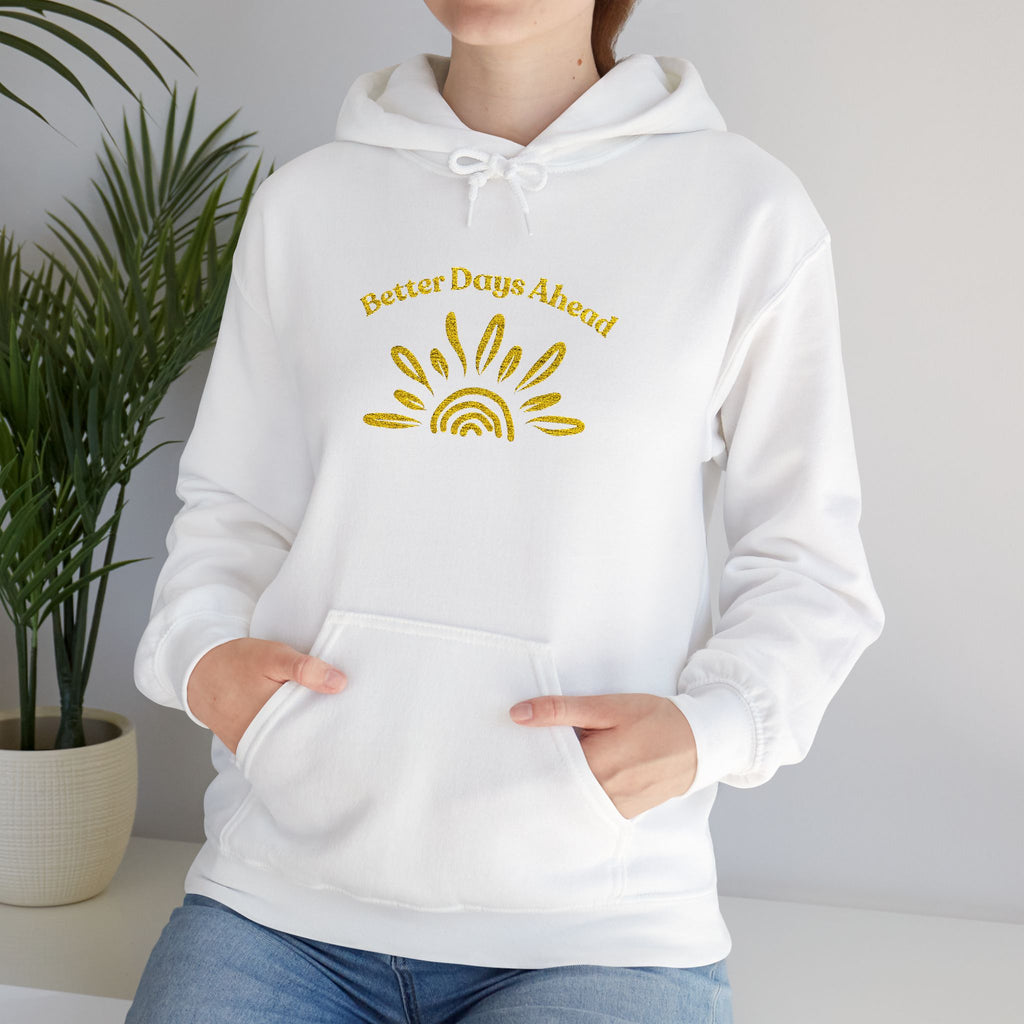 Hoodie | ‘Better Days Ahead’ Above a Sunrise  Embroidered Graphic
