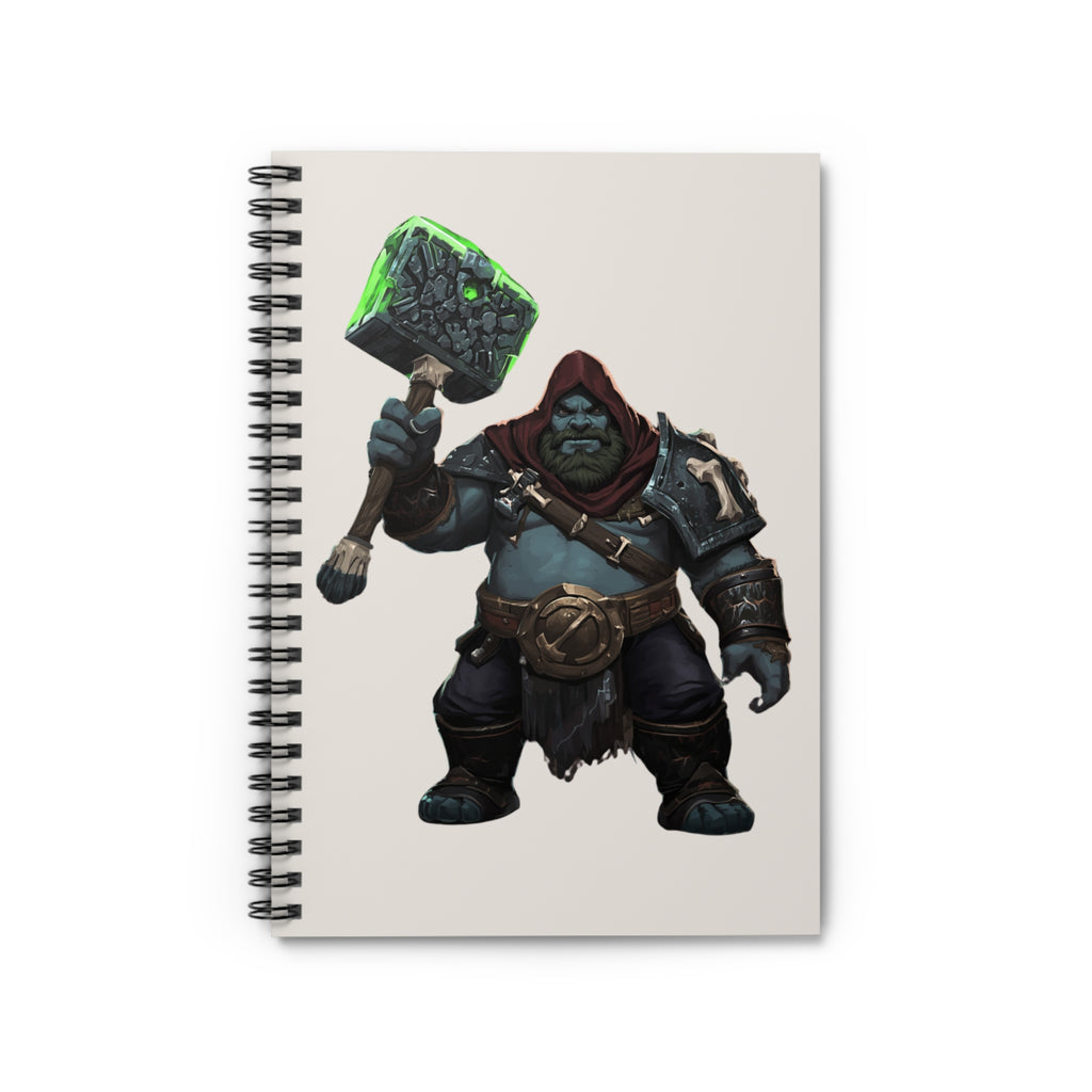 Journal | Fantasy RPG Journal Warrior with Glowing Warhammer Spiral Notebook