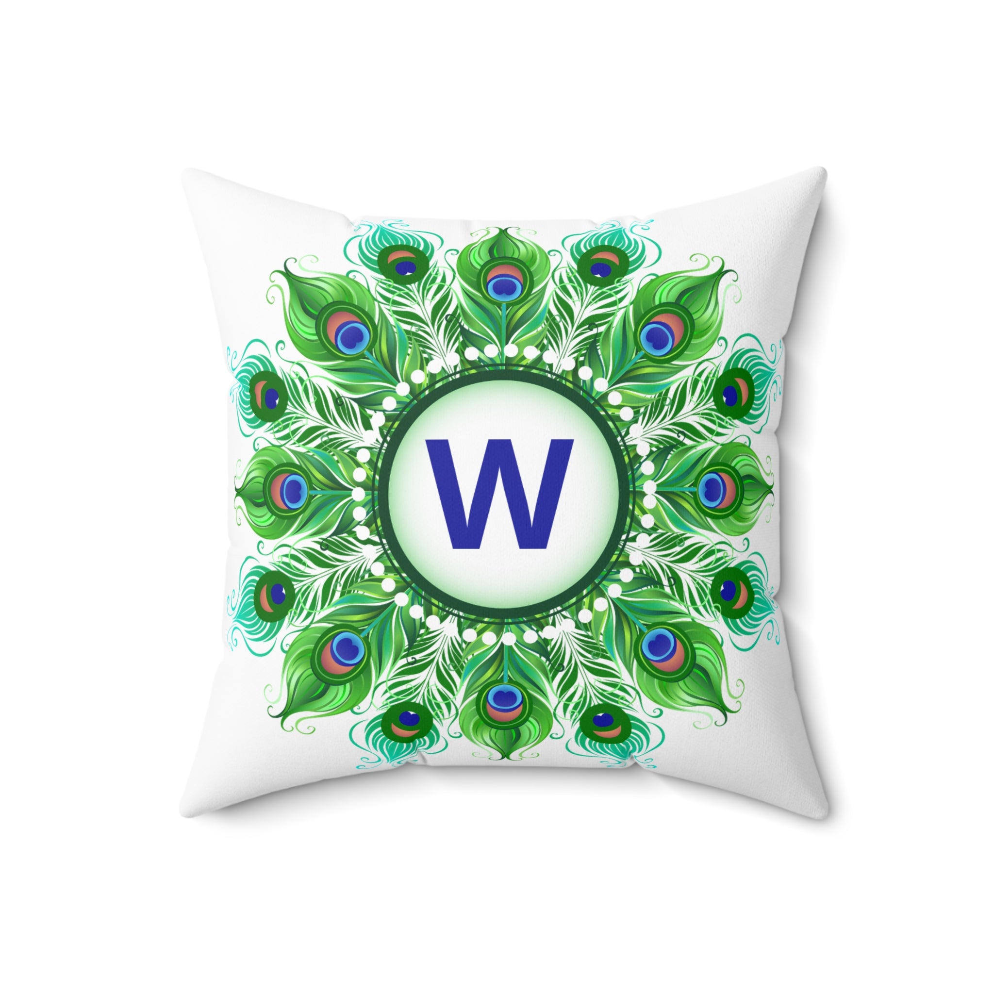 Throw Pillow | Peacock Feather Monogram Pillow