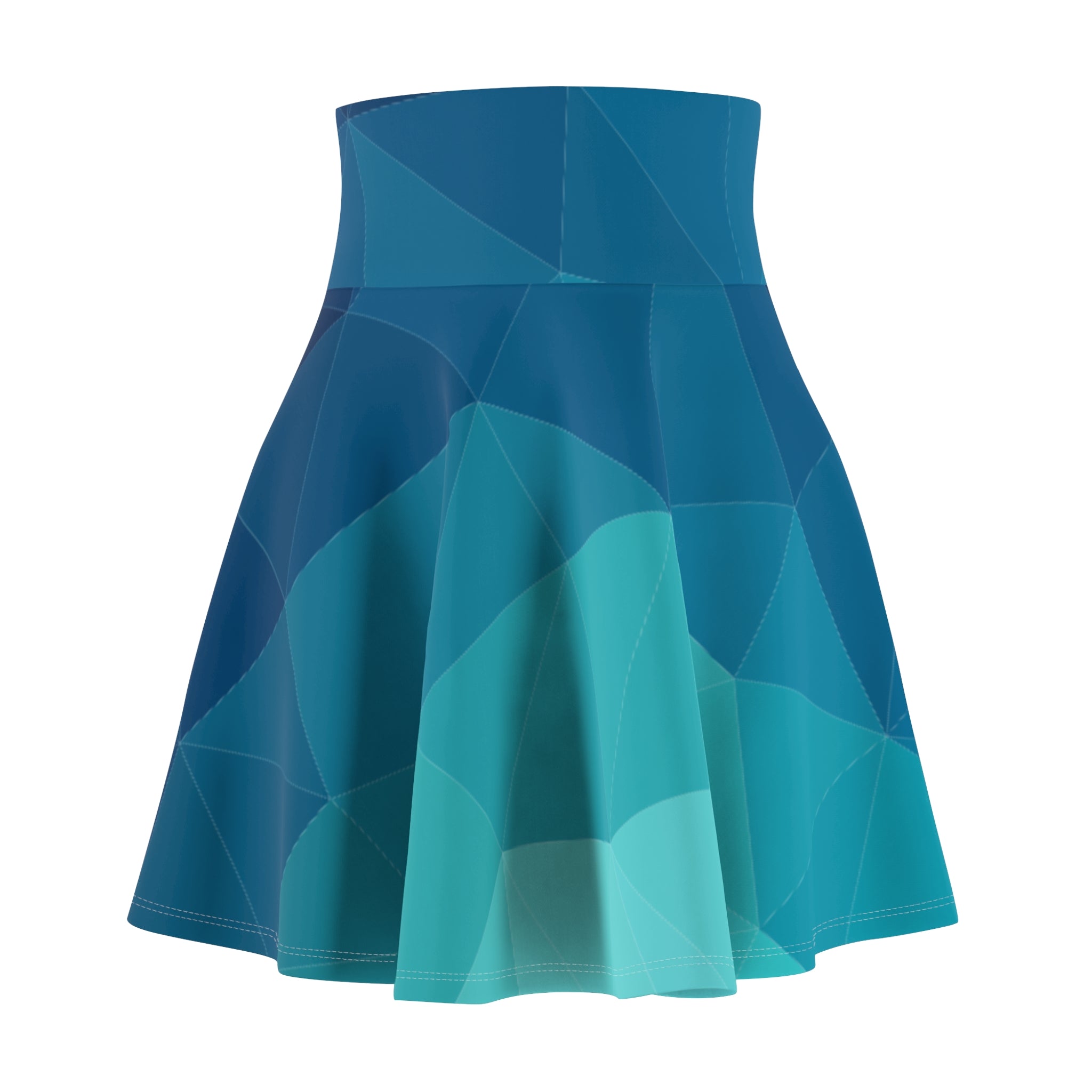 Women's Skater Skirt | Teal Polygon Print Skirt