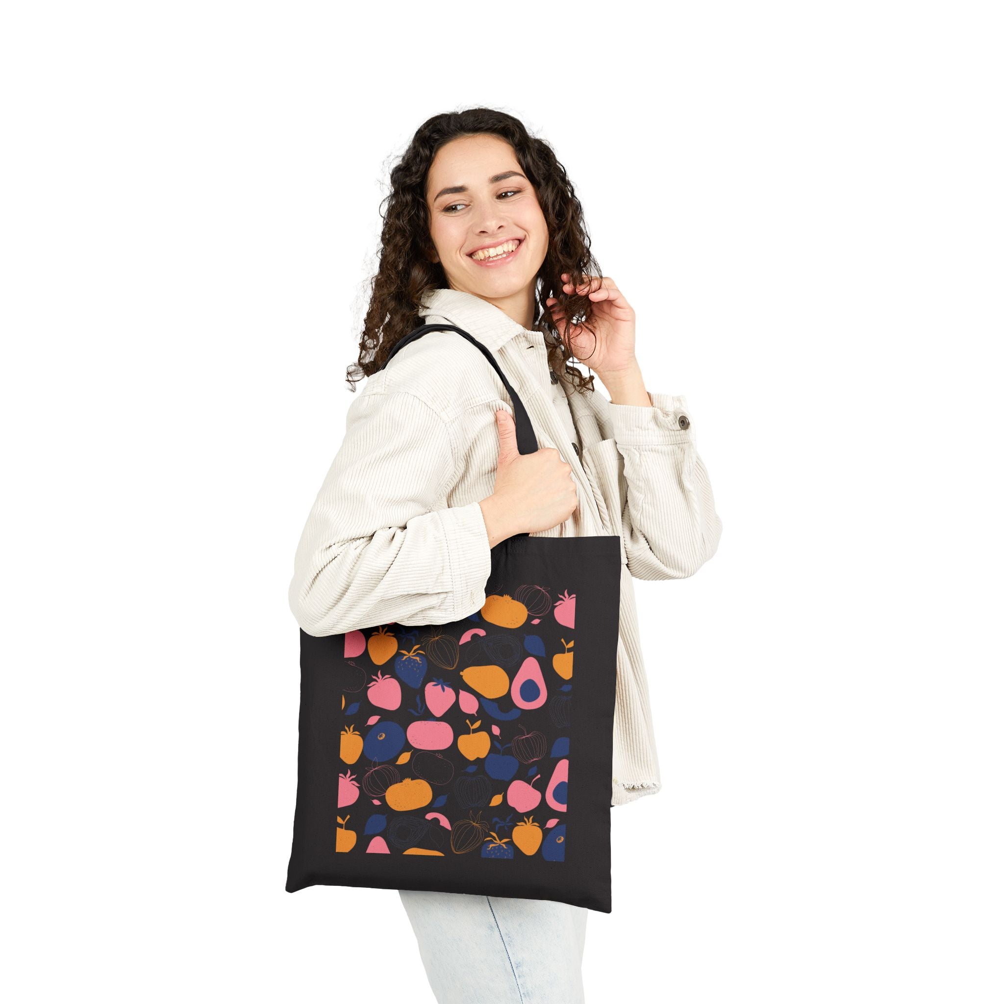 Tote Bag | Abstract Fruit Pattern Canvas Grocery Tote