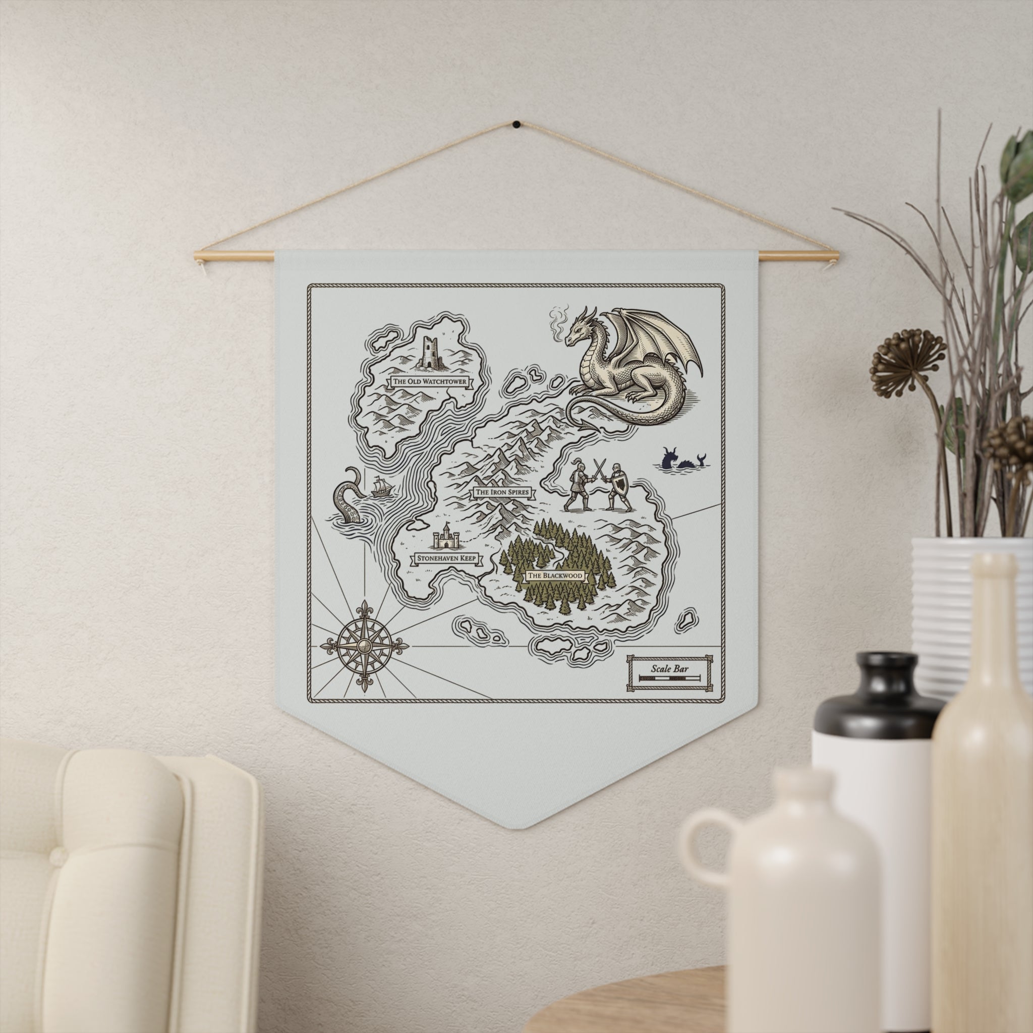 Pennant Banner | Fantasy Map — Dragon Island Wall Art