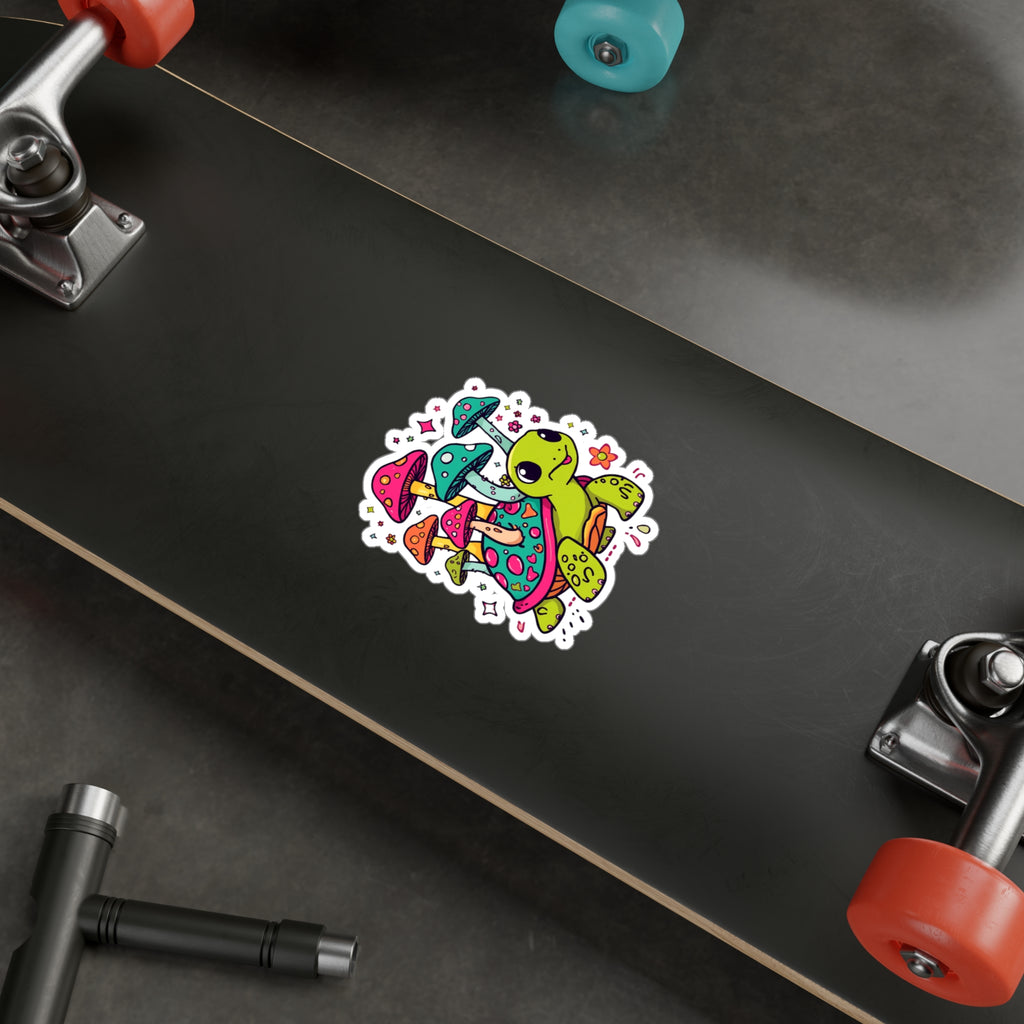 Vinyl Decal | Colorful Cute Mushroom Turtle Kiss-Cut Sticker