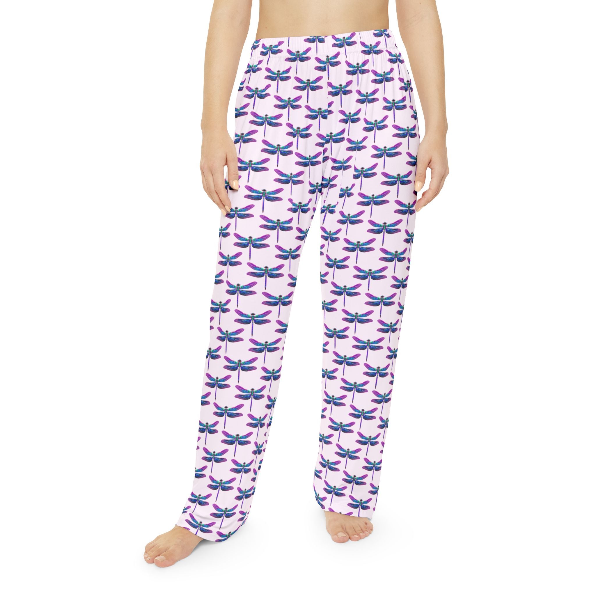 Pajama Pants | All-Over Print Teal & Purple Dragonfly Pattern