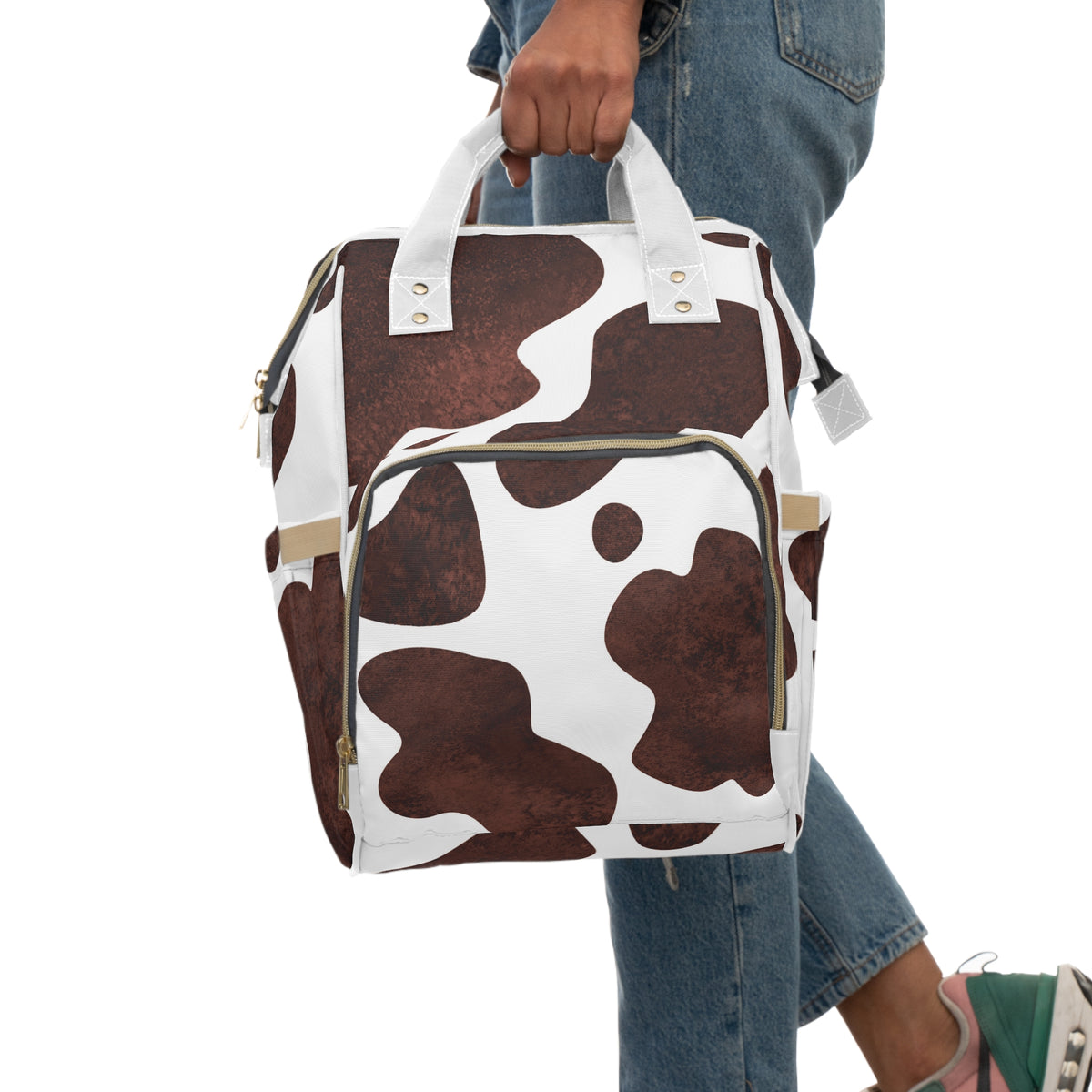 Diaper Backpack | Multifunctional Baby Changing Bag in Fun Cow Print