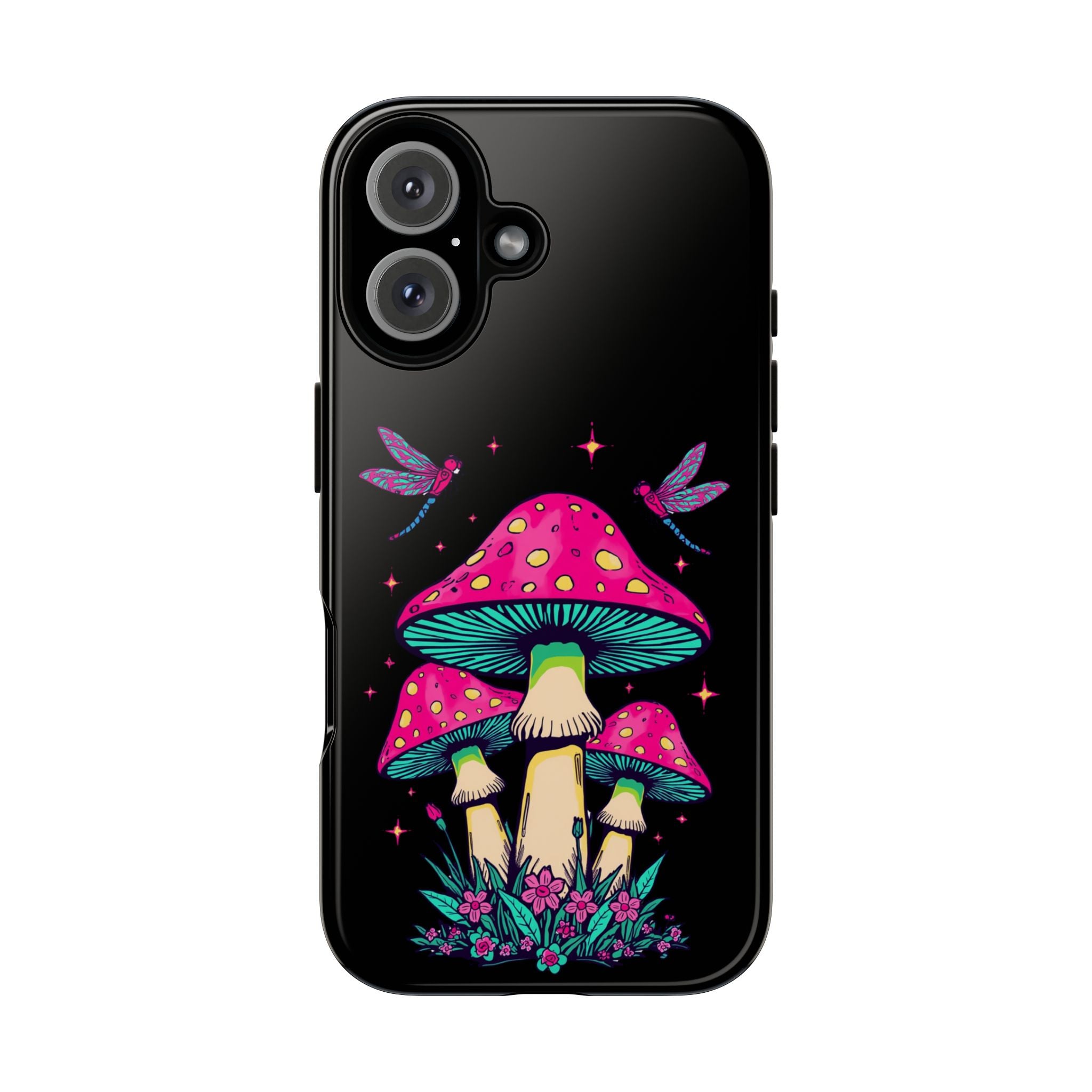Phone Cases | Colorful Mushroom and Dragonfly Print Tough Case
