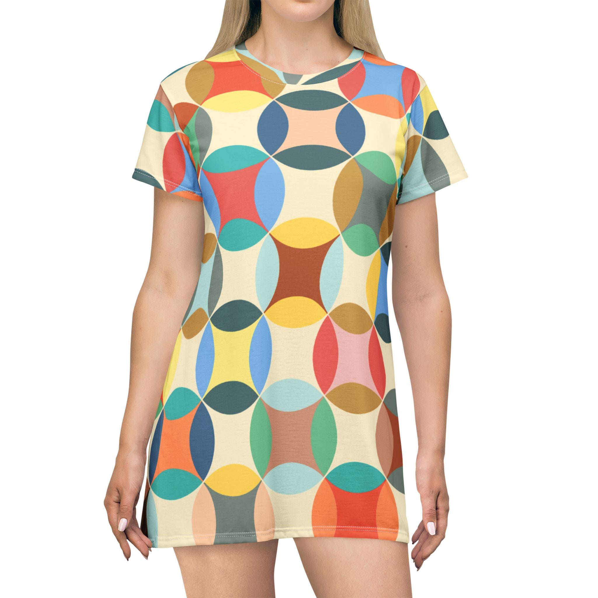 T‑Shirt Dress | Colorful Retro Circle Casual Dress