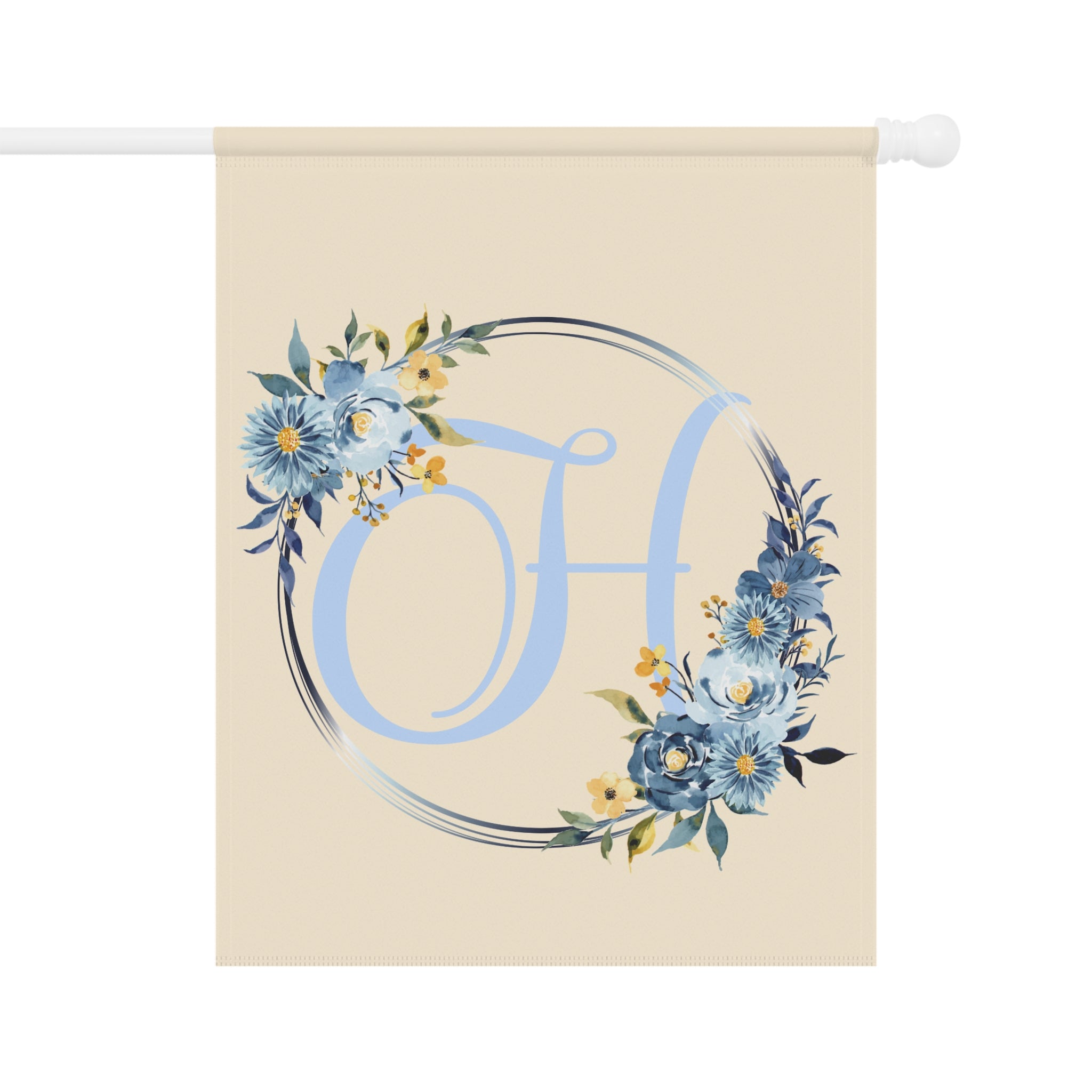 Home & Garden Banner | 'H' Monogram Floral Wreath Flag