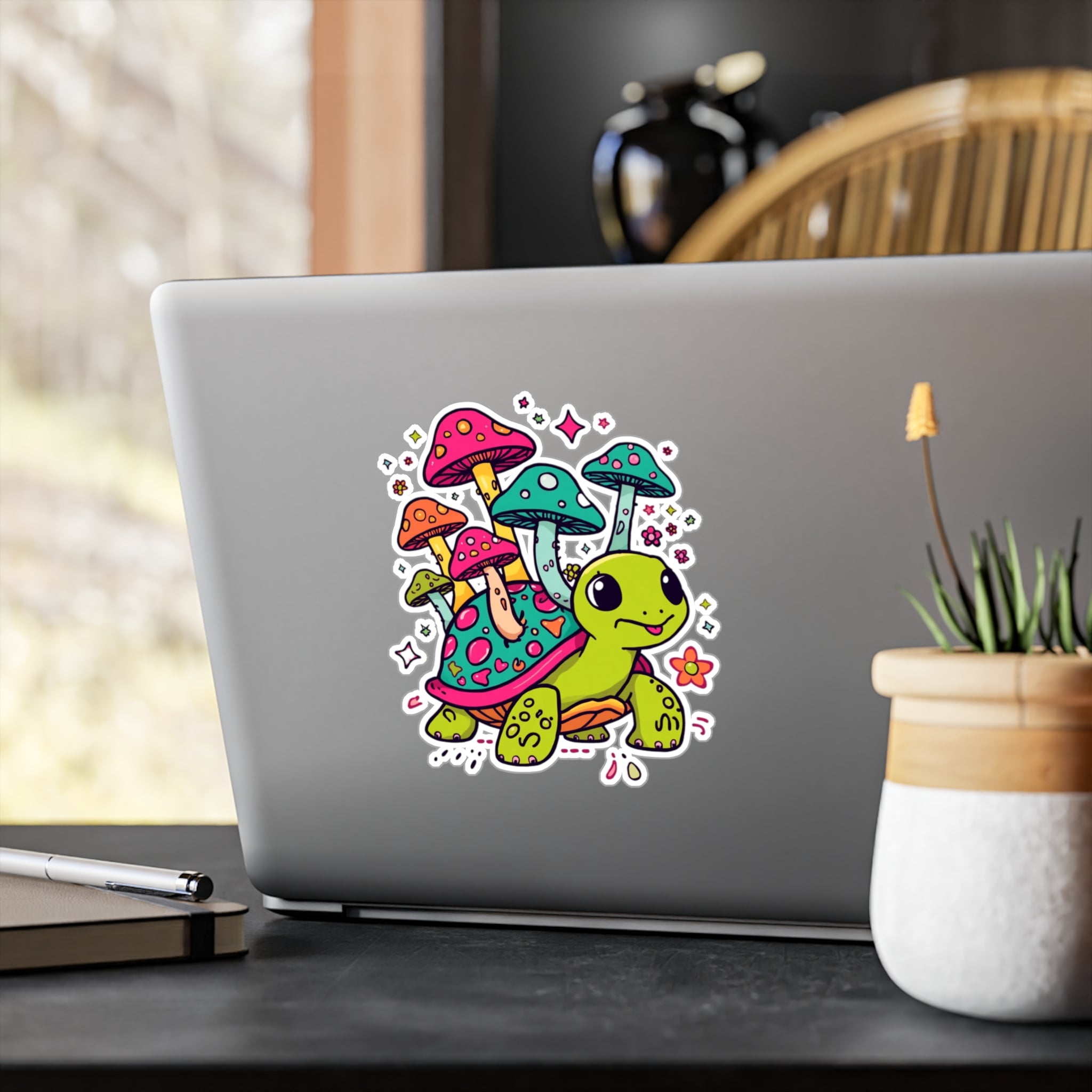 Vinyl Decal | Colorful Cute Mushroom Turtle Kiss-Cut Sticker