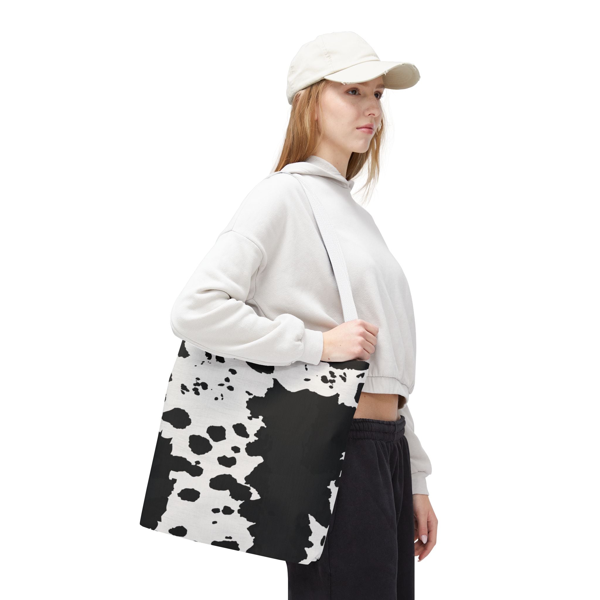 Tote Bag | Black & White Cow Print Patterned Shoulder Tote