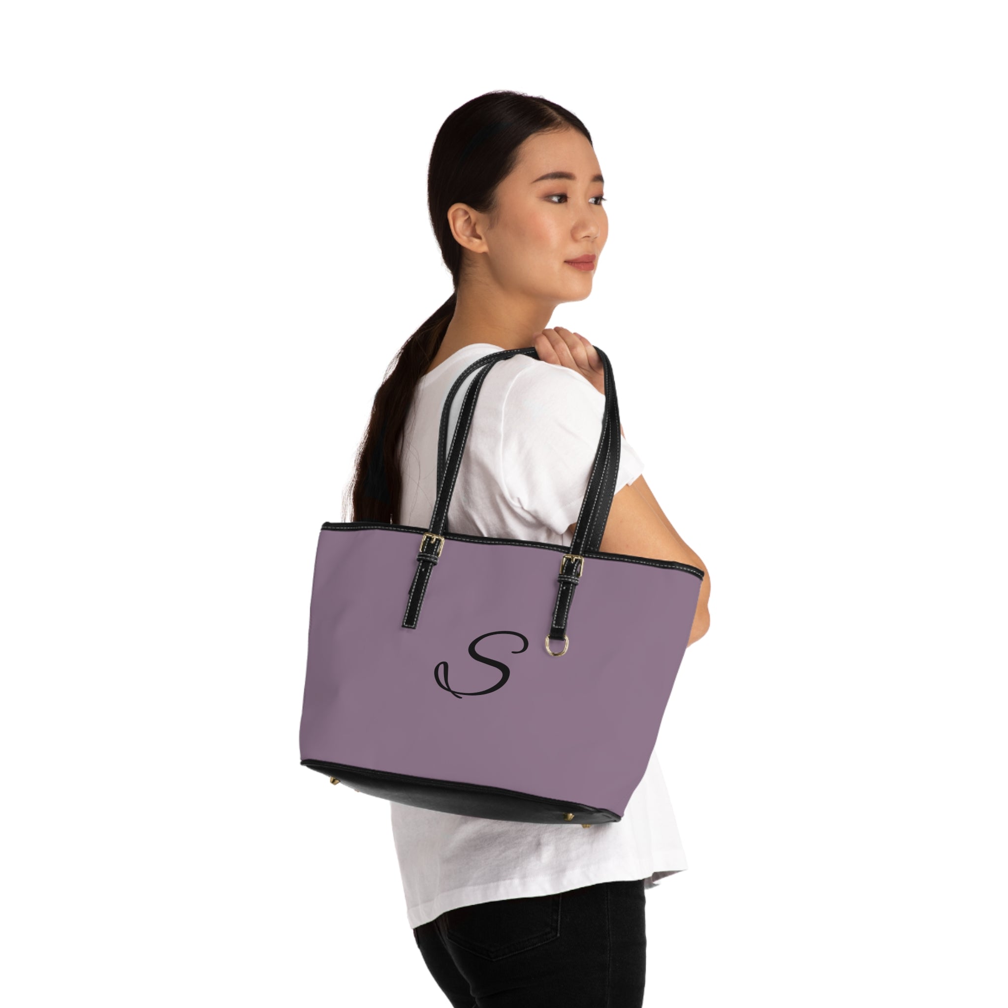 Handbag | Customizable Monogrammed Mauve Shoulder Tote Bag