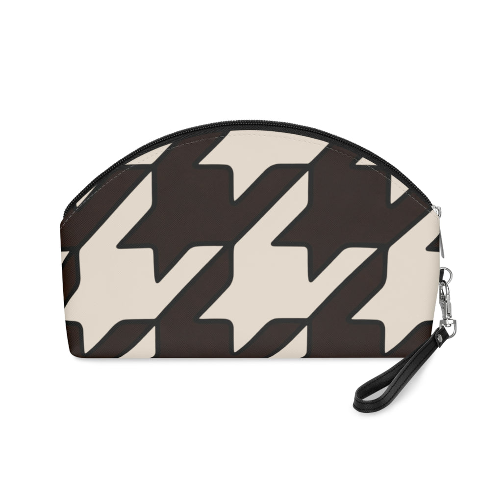 Cosmetic Pouch | Classic Black & Cream Houndstooth Makeup Bag