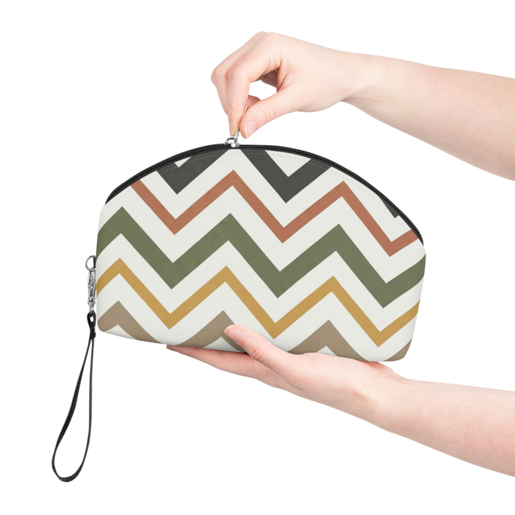 Cosmetic Pouch | Neutral Autumn Colors Chevron Makeup Bag