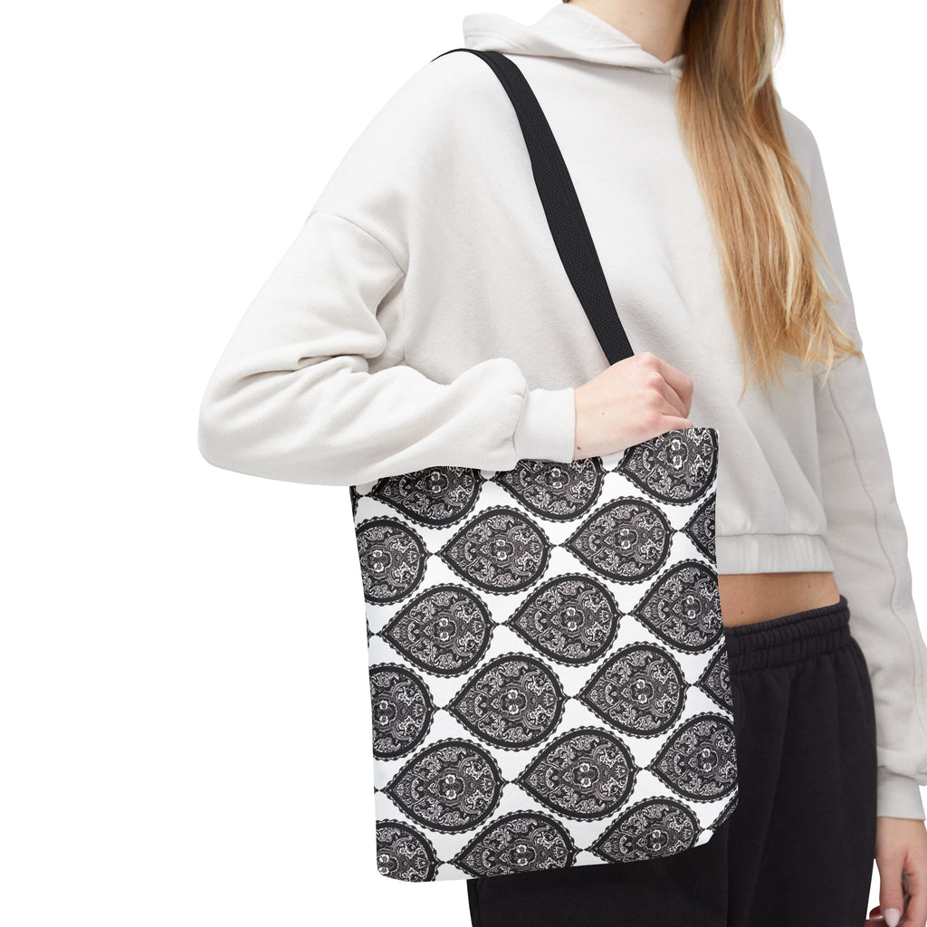 Tote Bag | Black & White Paisley Pattern