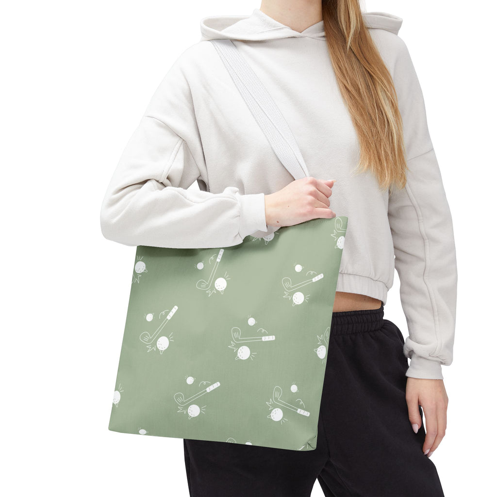 Tote Bag | Sage Green and Golf Pattern Shoulder Bag
