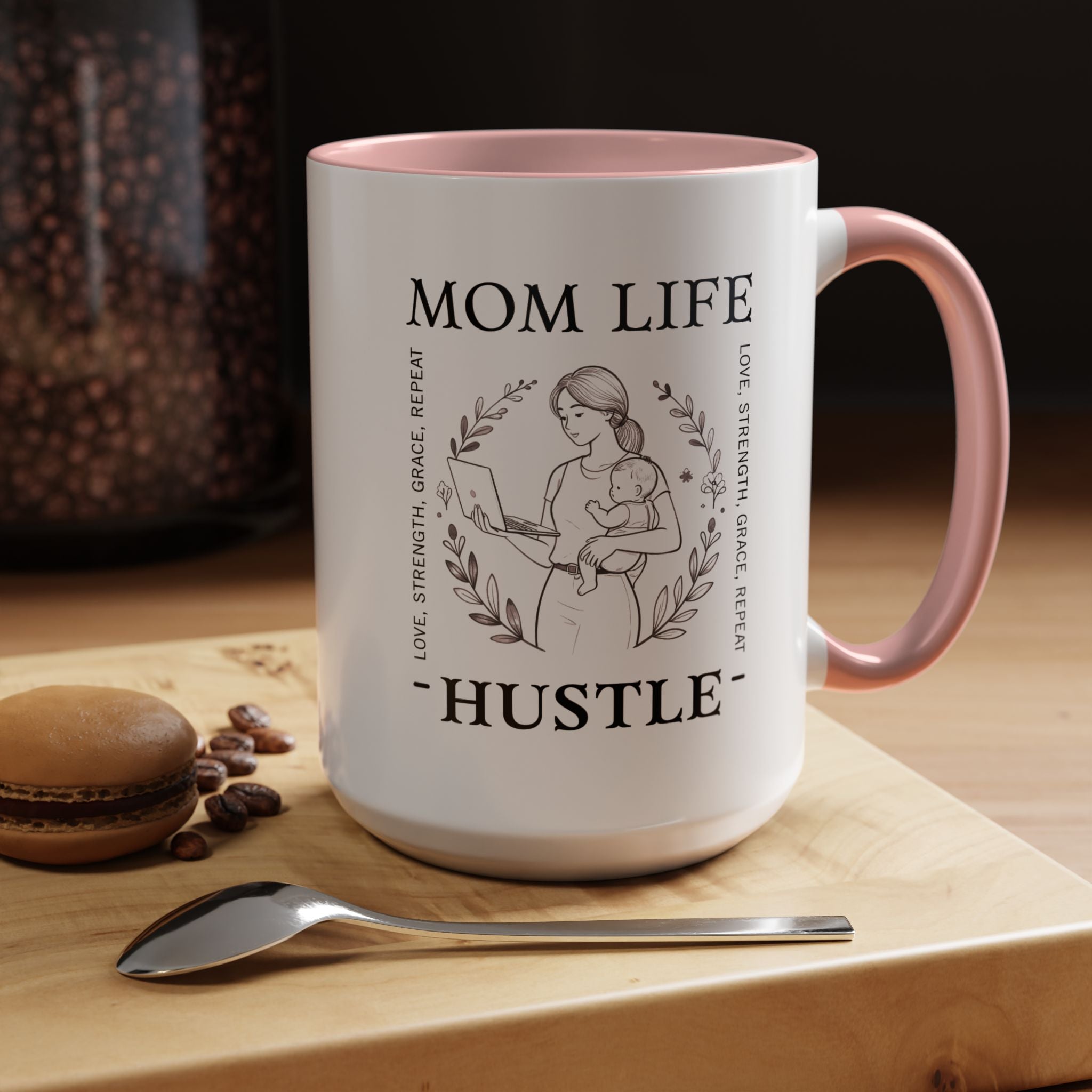 Mom Life Hustle Coffee Mug | Mom Life Accent Ceramic Mug 11/15oz