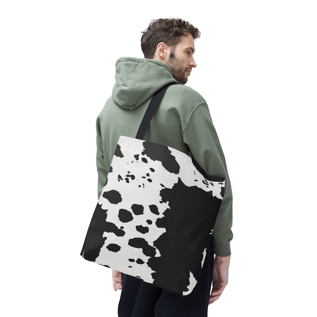 Tote Bag | Black & White Cow Print Patterned Shoulder Tote