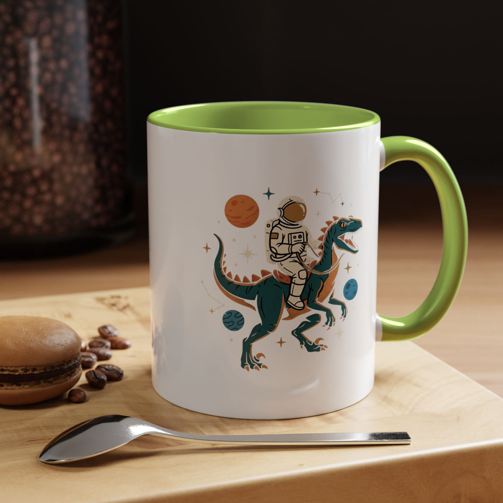 Coffee Mug | Astronaut Riding Velociraptor Accent Mug
