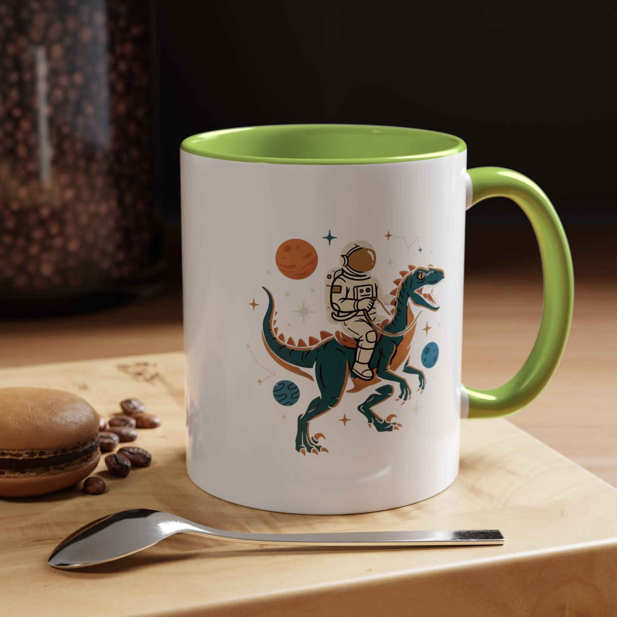 Coffee Mug | Astronaut Riding Velociraptor Accent Mug